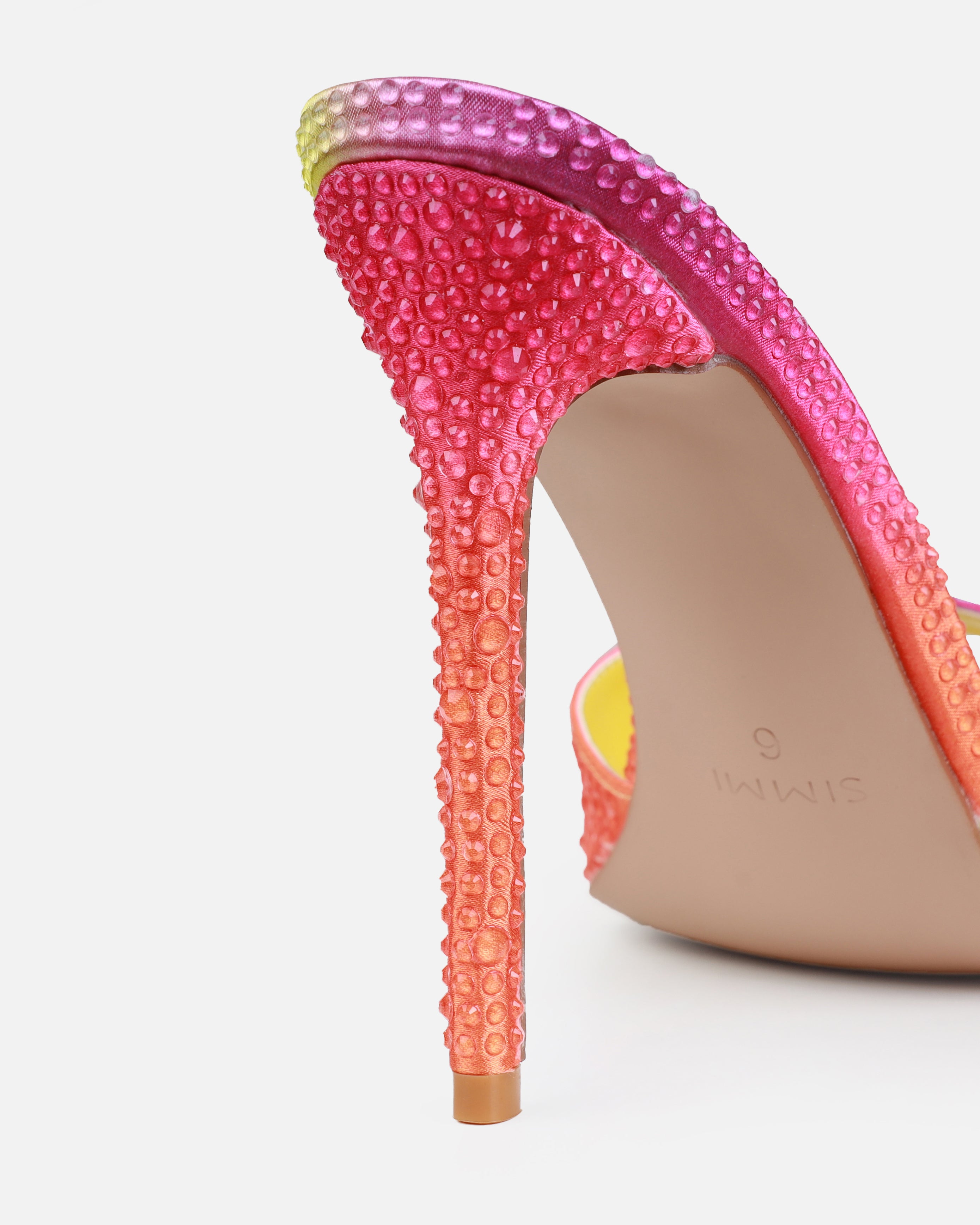 Tasha Ghouri Reef Orange Droplet Stiletto Mules | SIMMI London