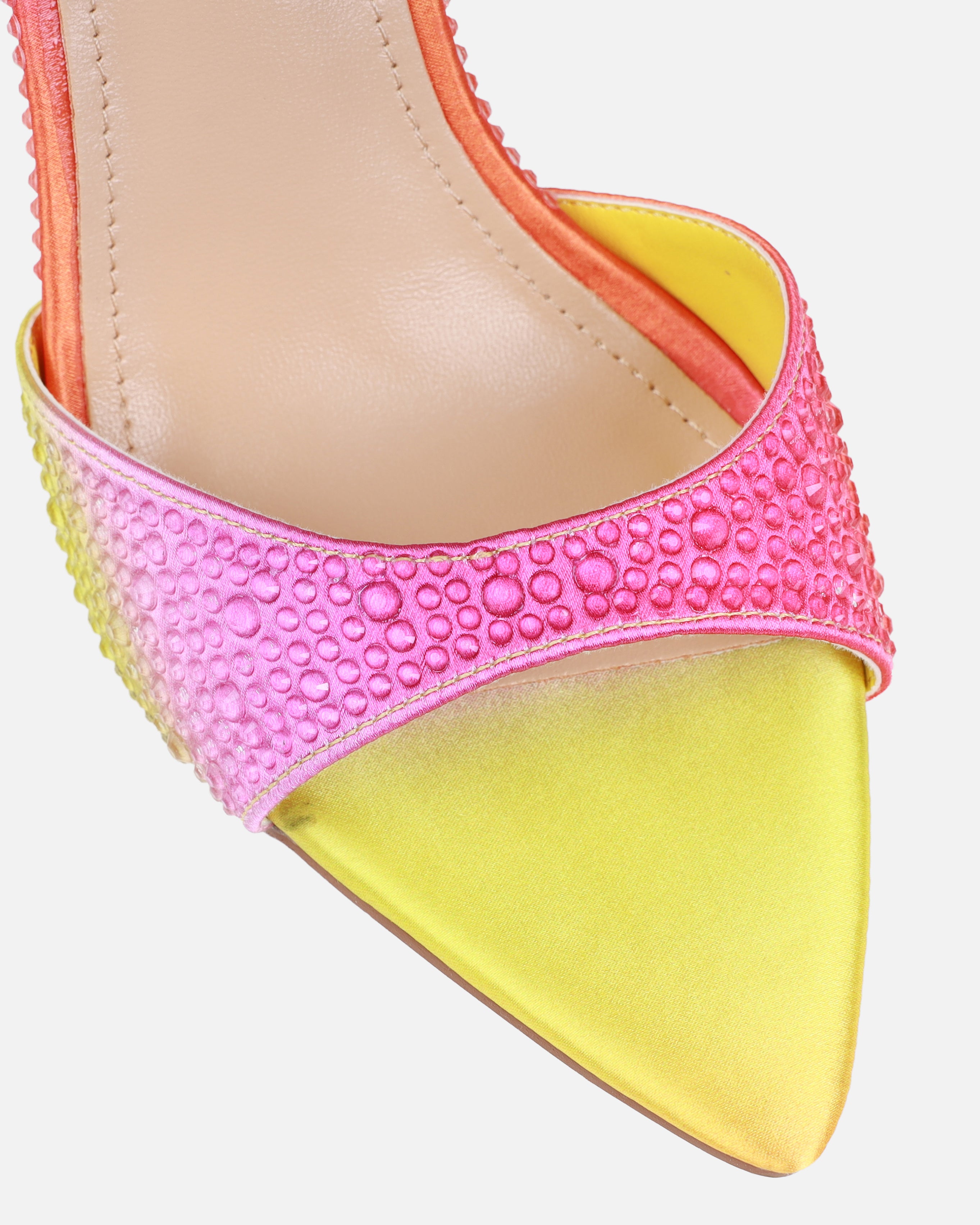 Tasha Ghouri Reef Orange Droplet Stiletto Mules | SIMMI London