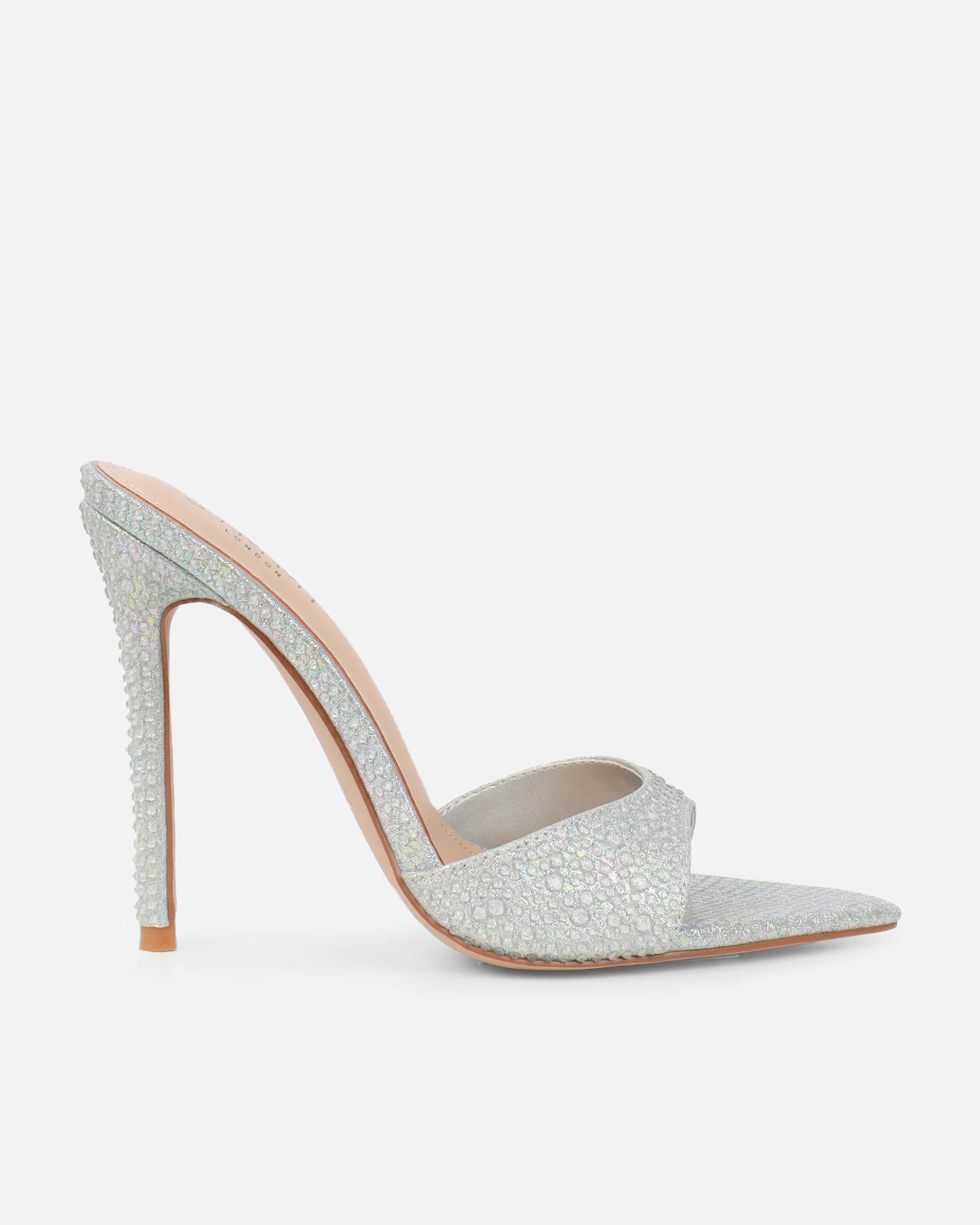 Reef Silver Glitter Snake Droplet Mule Sandals | SIMMI London