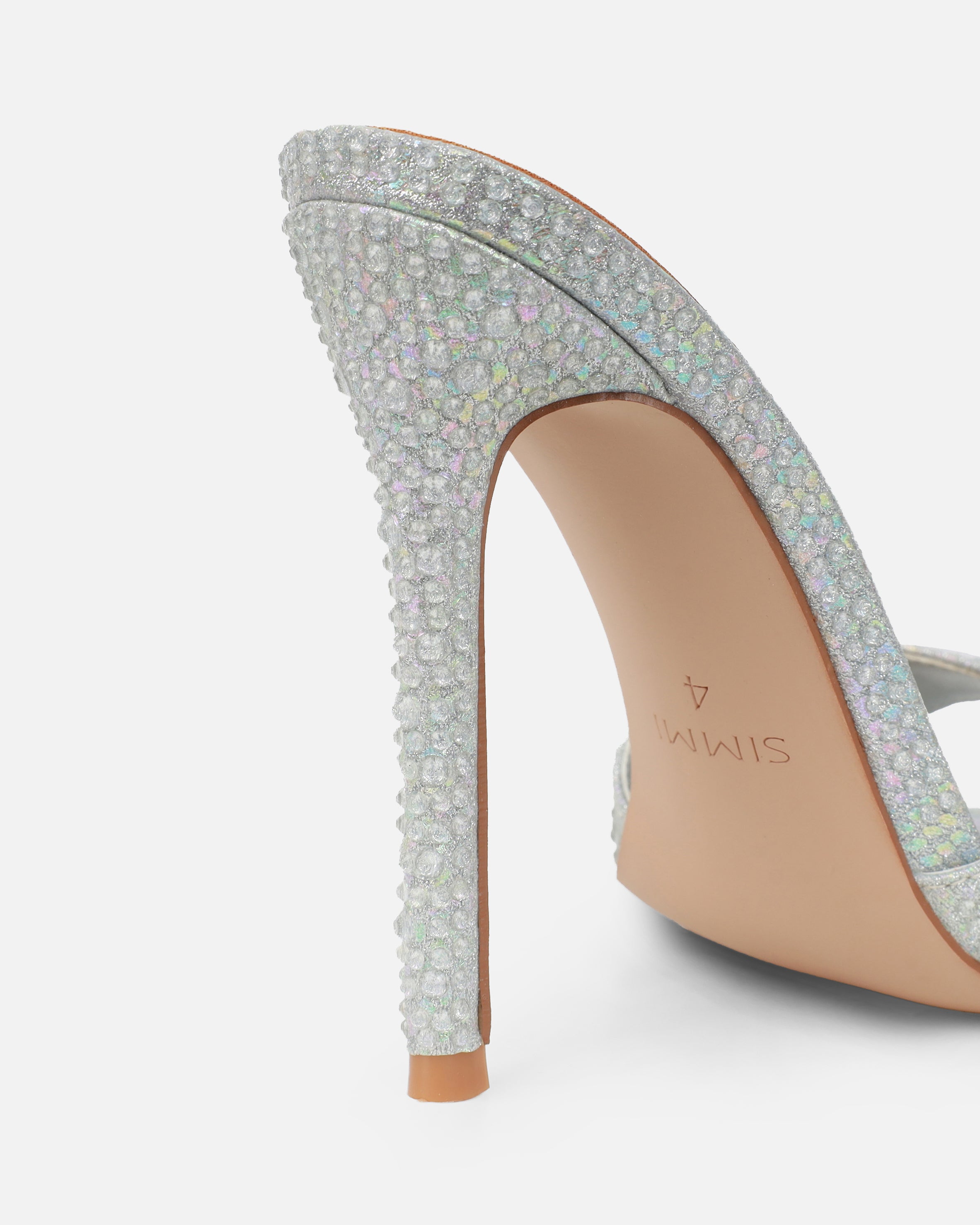 Reef Silver Glitter Snake Droplet Mule Sandals | SIMMI London