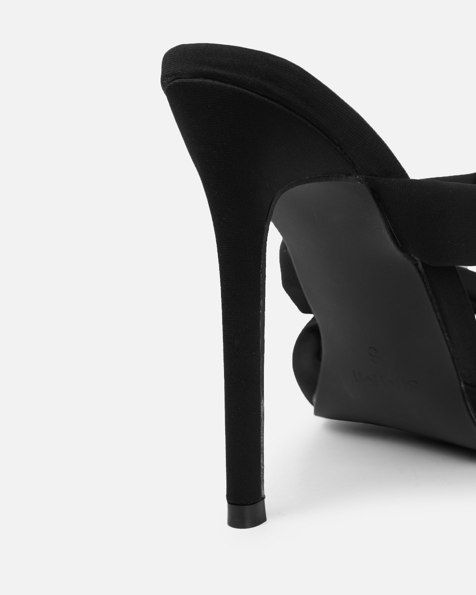 Freyda Black Lycra Pointed Toe Heeled Sandals | SIMMI London