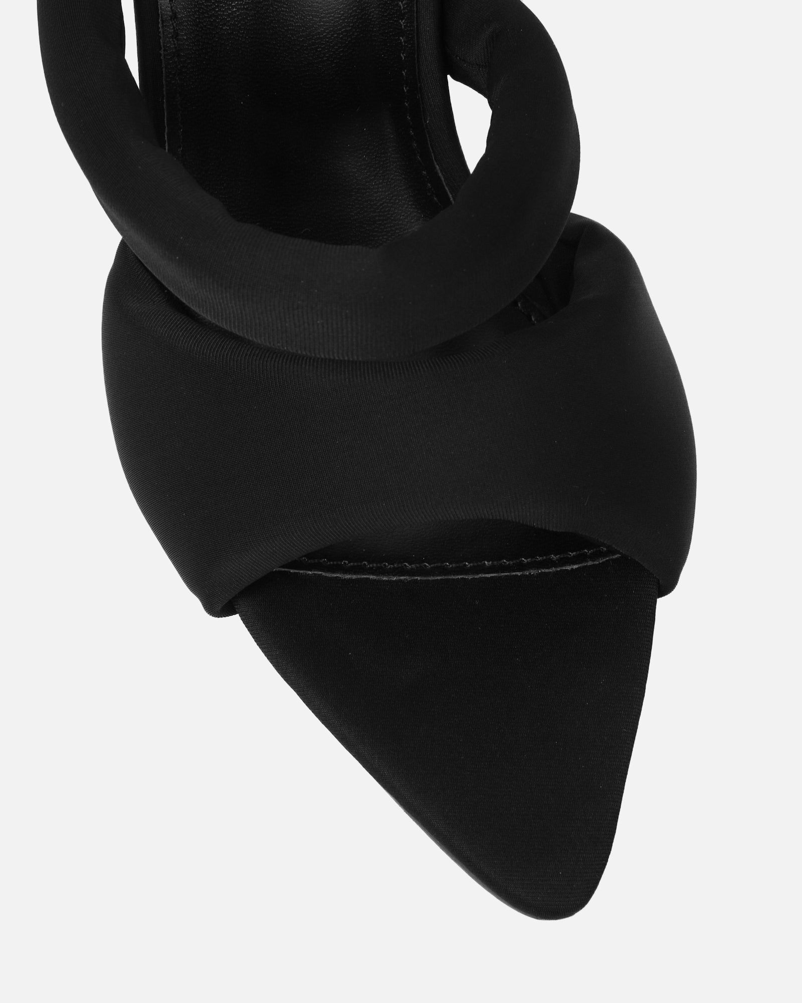 Freyda Black Lycra Pointed Toe Heeled Sandals | SIMMI London