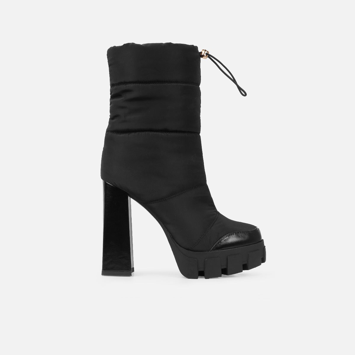 Frost Black Padded Block Heel Boots | SIMMI London