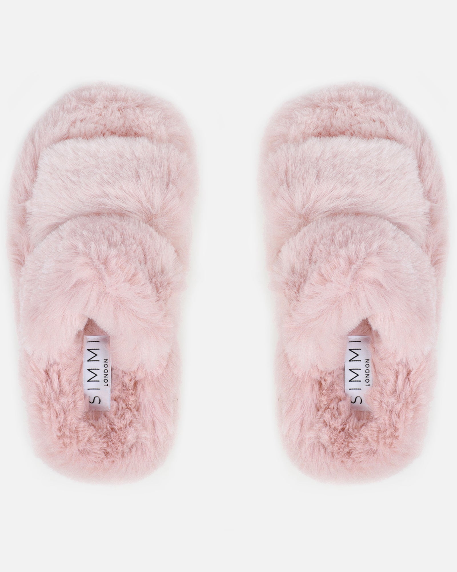 Fuzziest Blush Pink Faux Fur Fluffy Slippers | SIMMI London