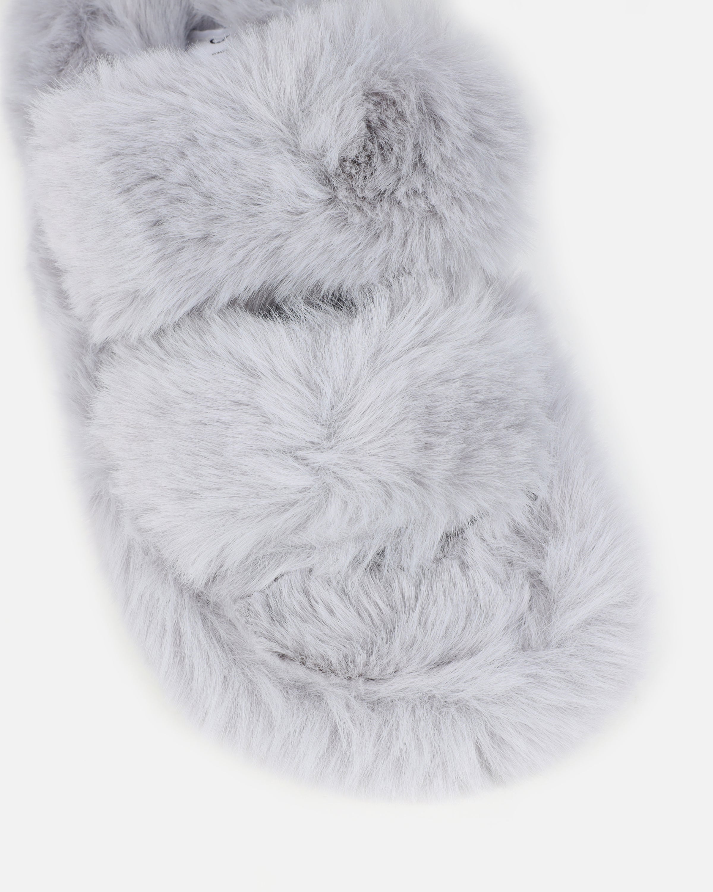 Fuzziest Grey Faux Fur Fluffy Slippers | SIMMI London