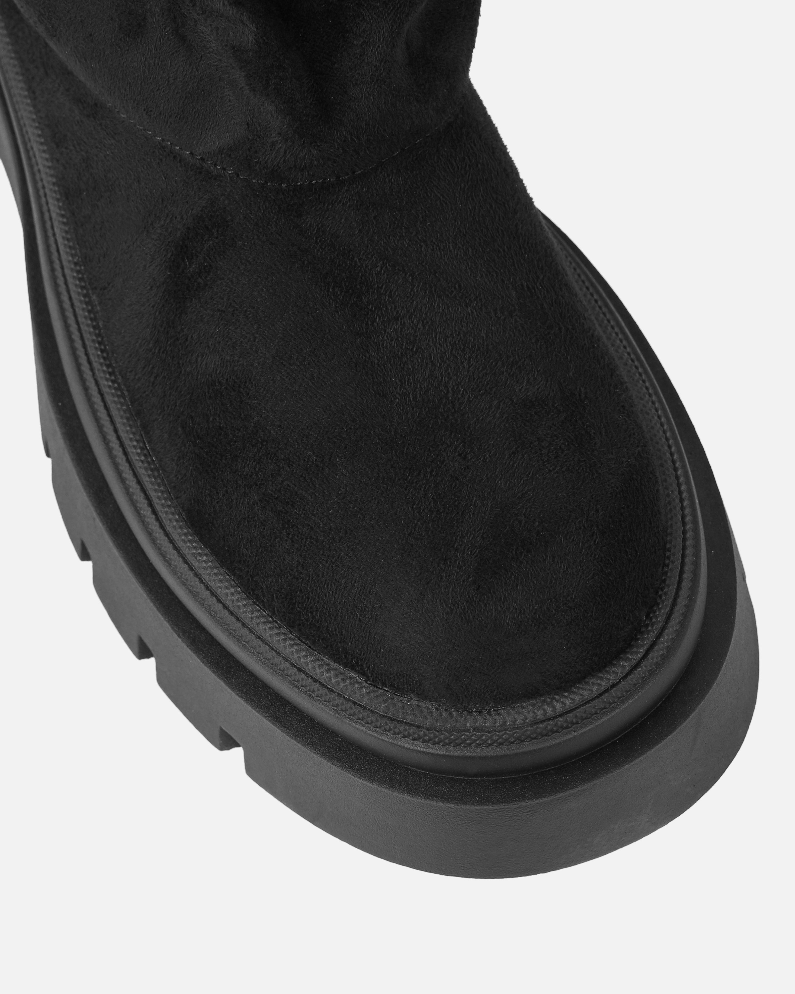 Fynn Black Faux Suede Fold Over Chunky Boots | SIMMI London