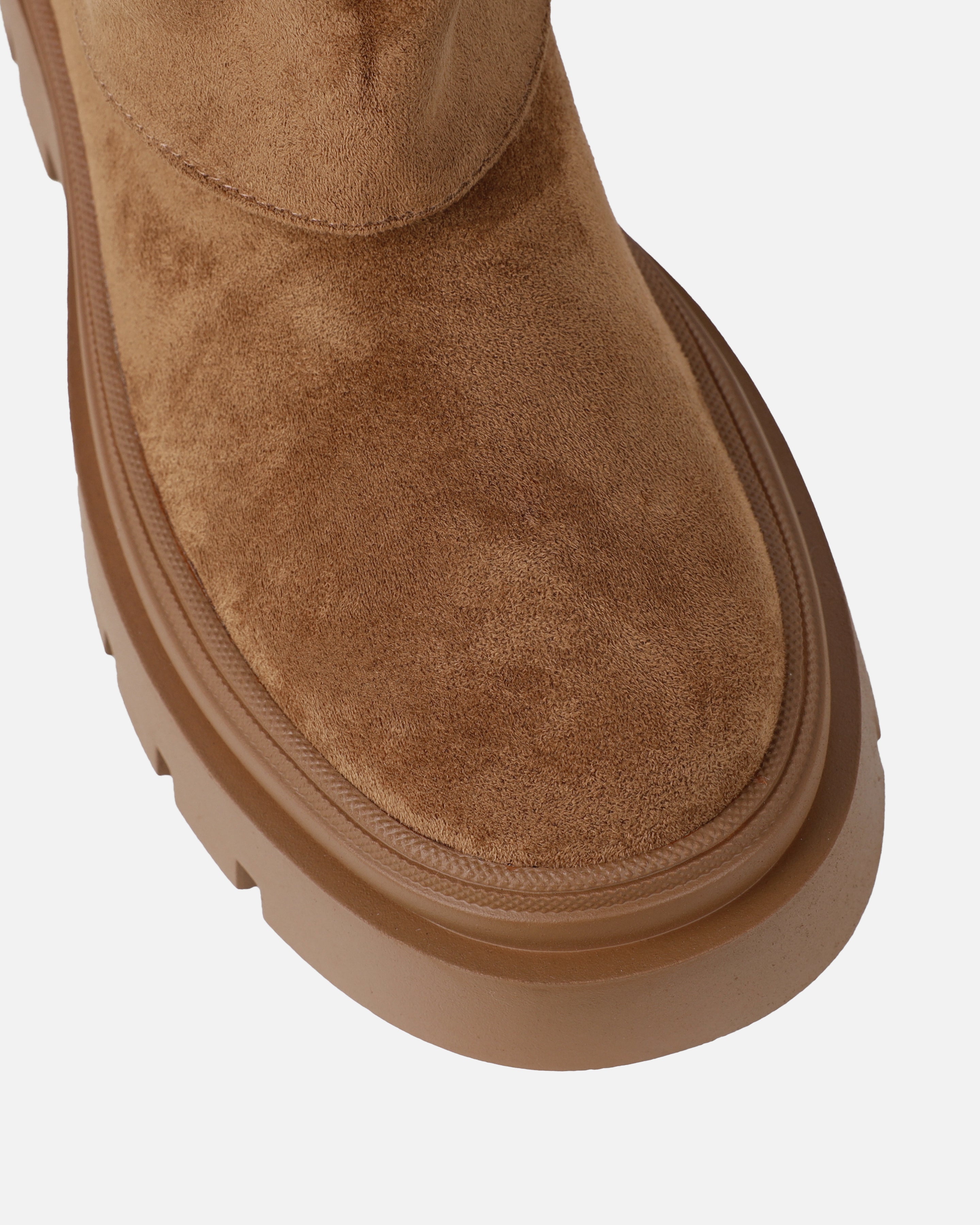 Fynn Tan Faux Suede Fold Over Chunky Boots | SIMMI London