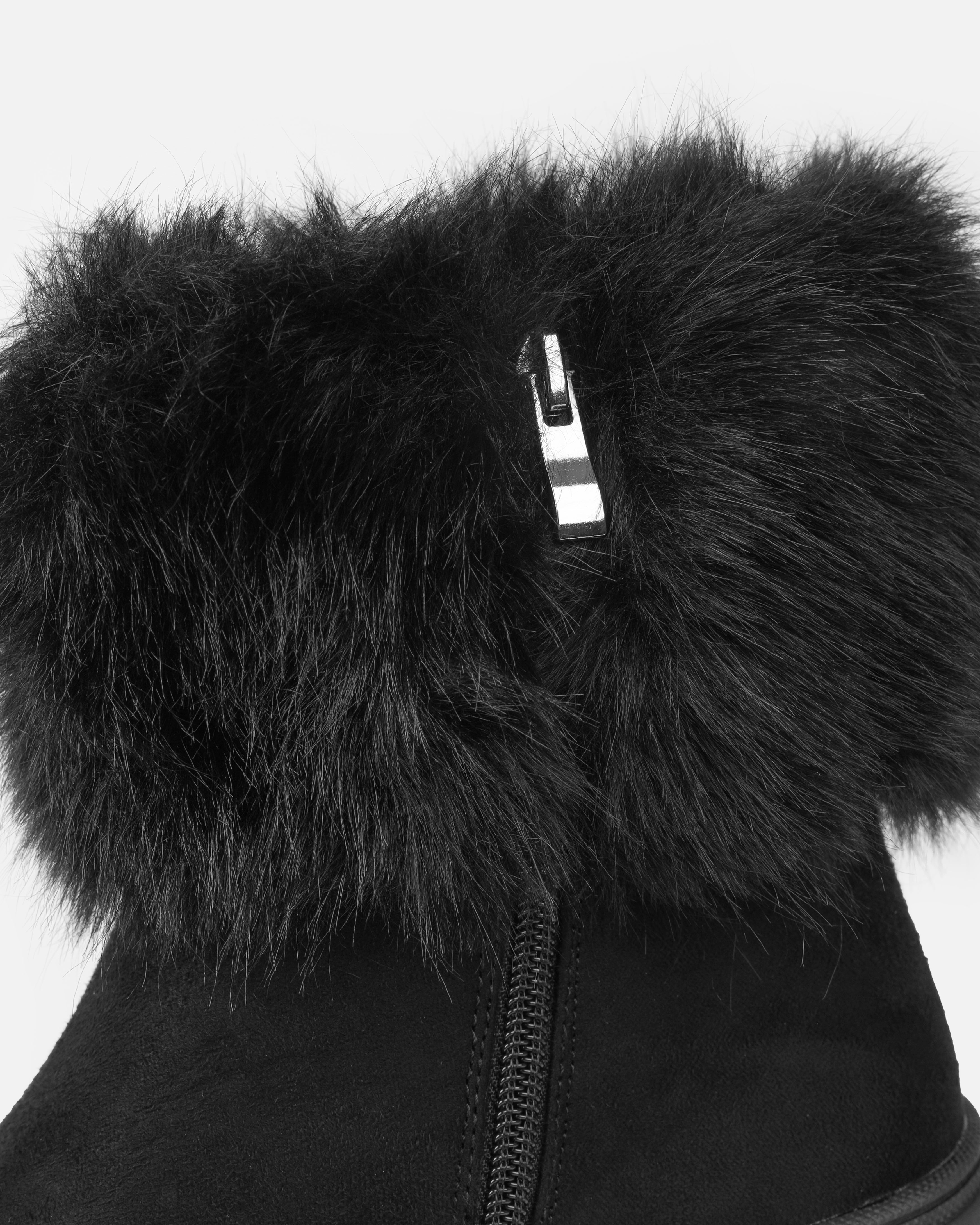 Finlay Black Faux Suede Fur Trimmed Ankle Boots | SIMMI London