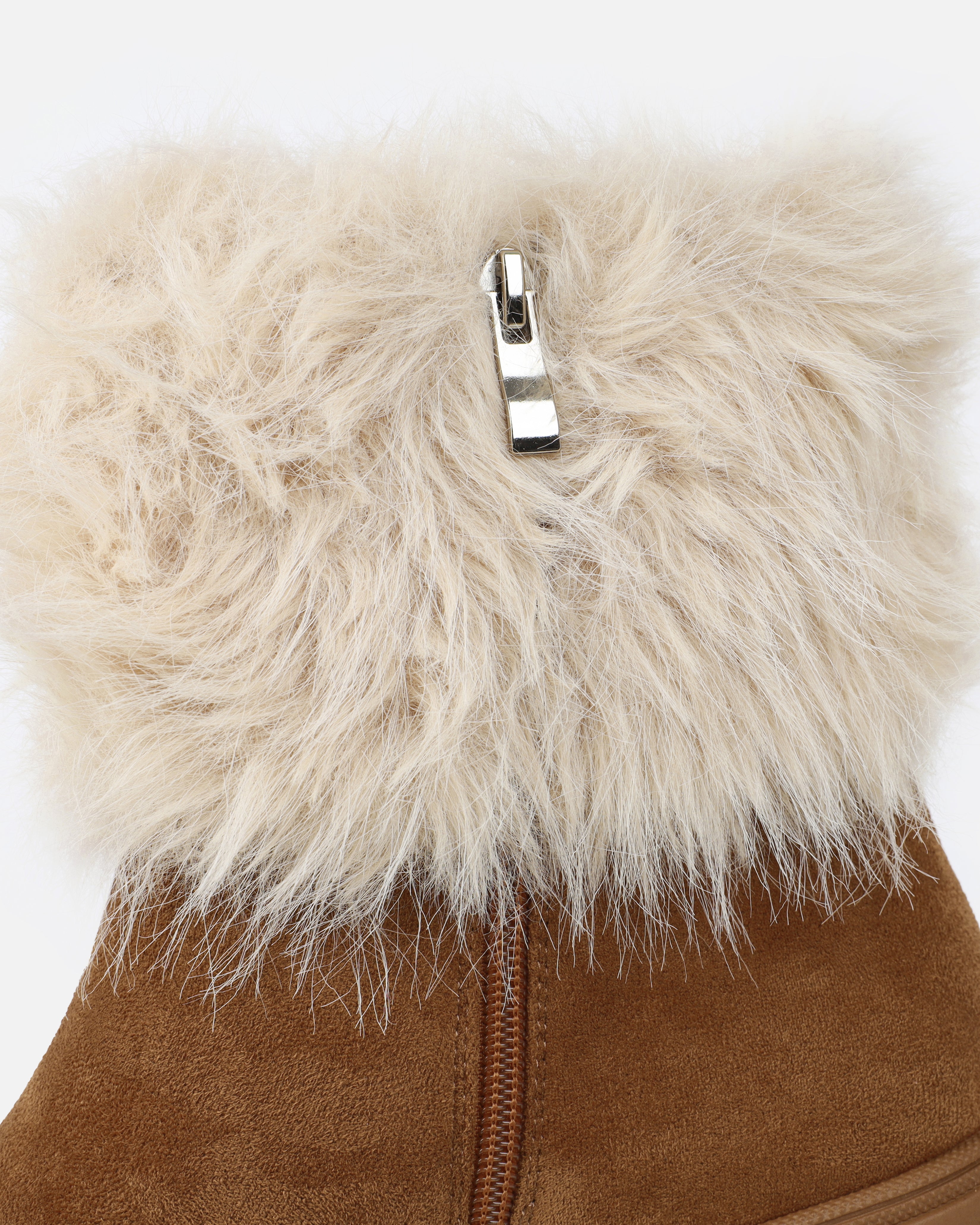 Finlay Tan Faux Suede Fur Trimmed Ankle Boots | SIMMI London