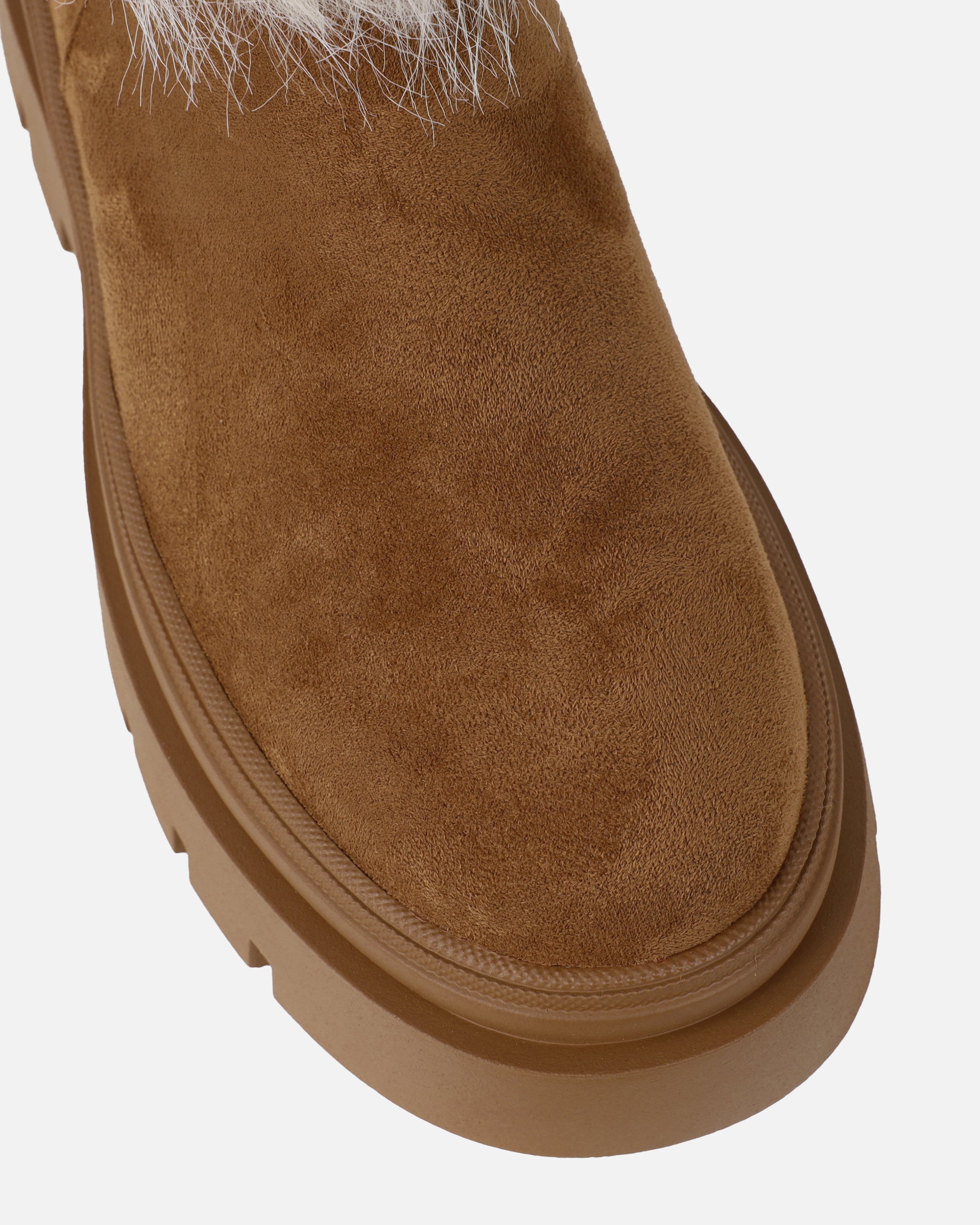 Finlay Tan Faux Suede Fur Trimmed Ankle Boots | SIMMI London