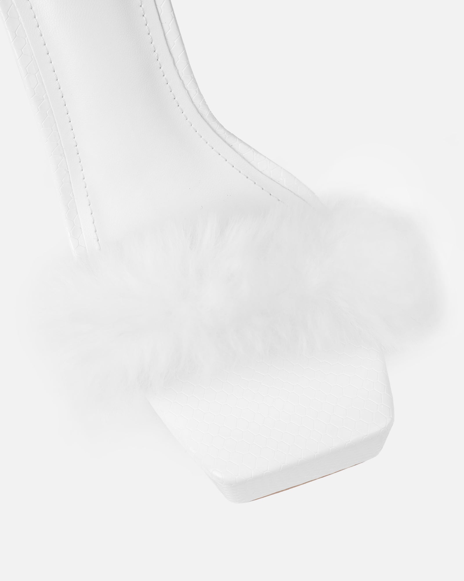 Curly White Snake Faux Fur Diamante Platform Sandals | SIMMI LONDON