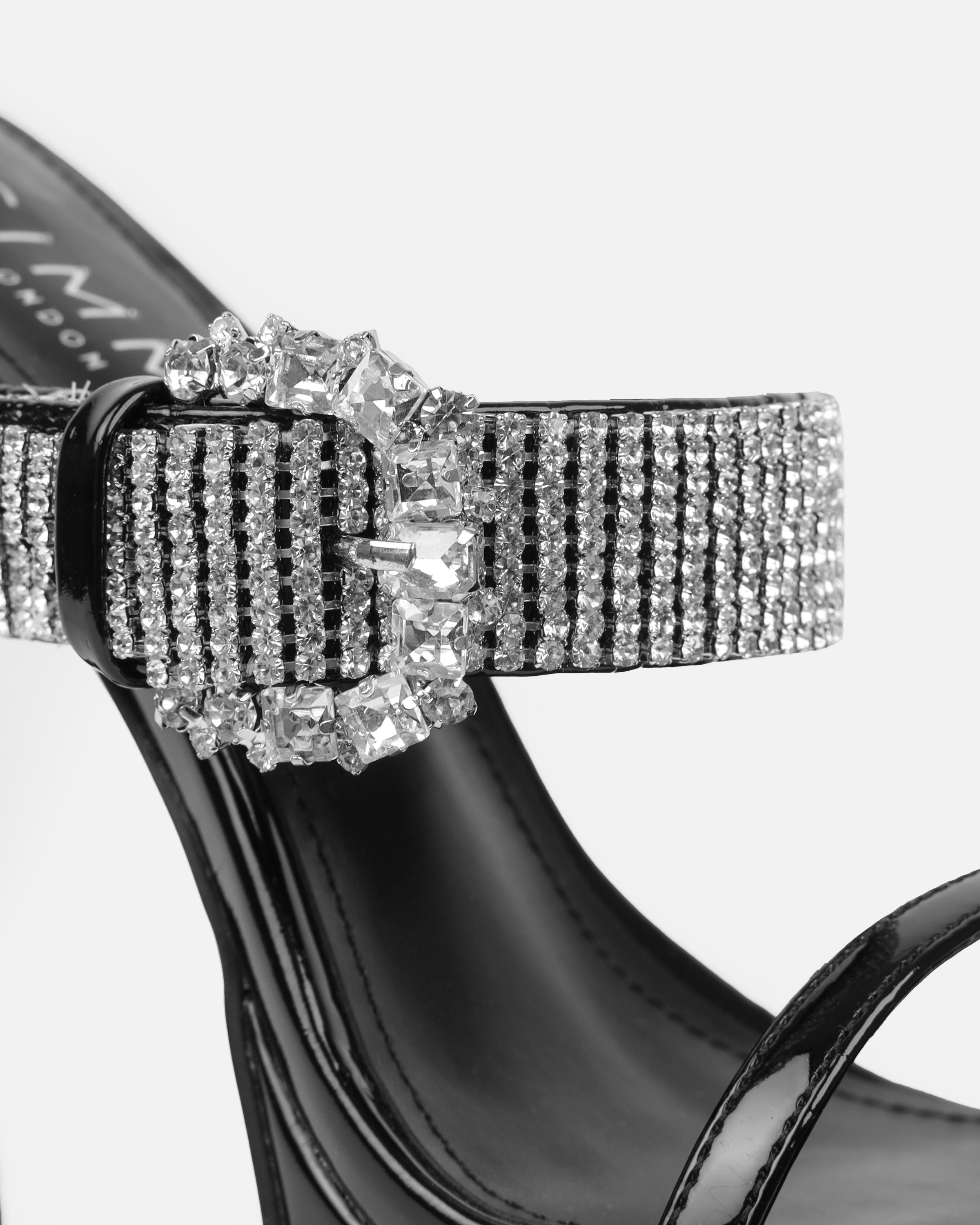 Syd Black Patent Diamante Buckle Platform Mules | SIMMI London