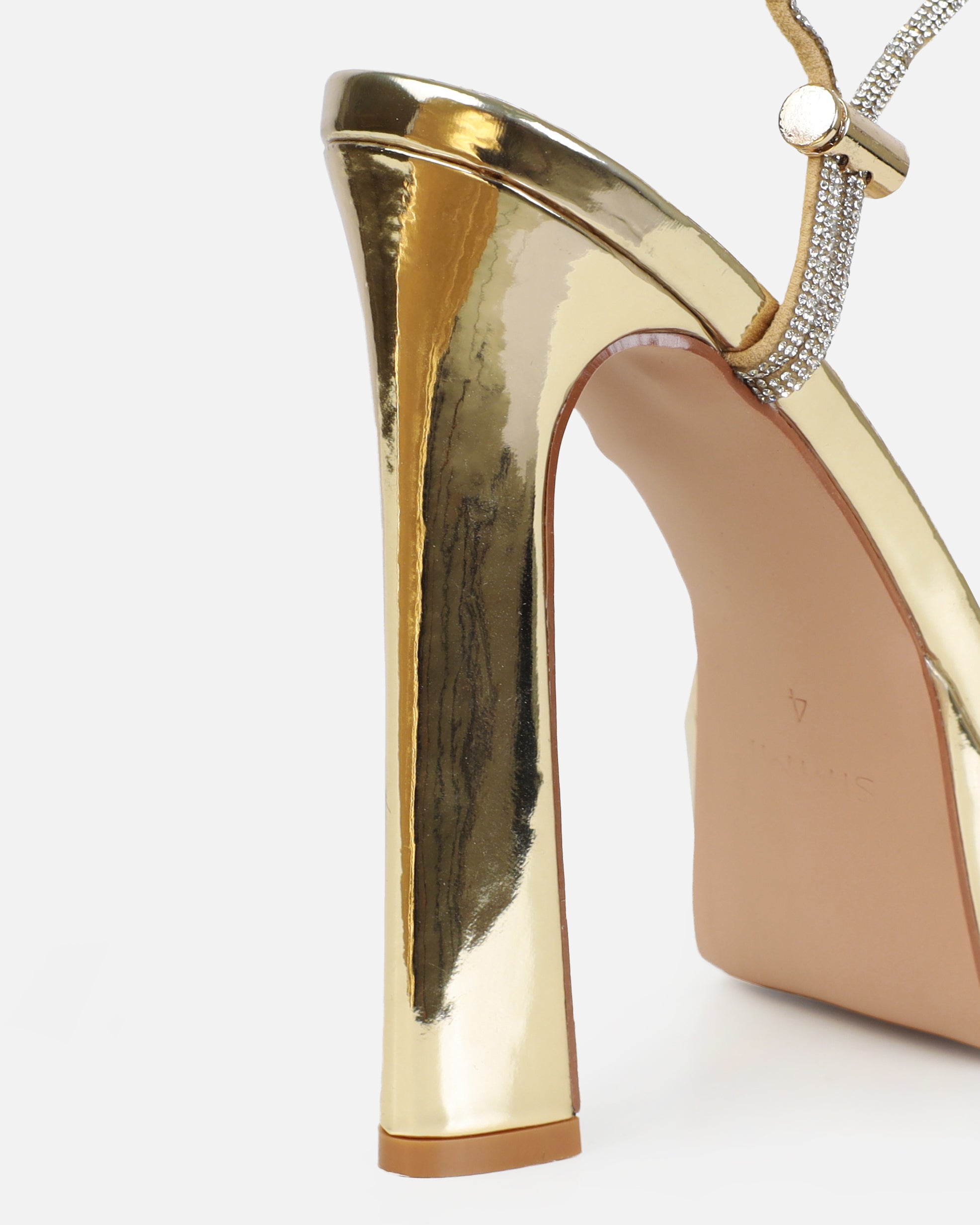 Gaiah Gold Diamante Toggle Platform Heels | SIMMI London