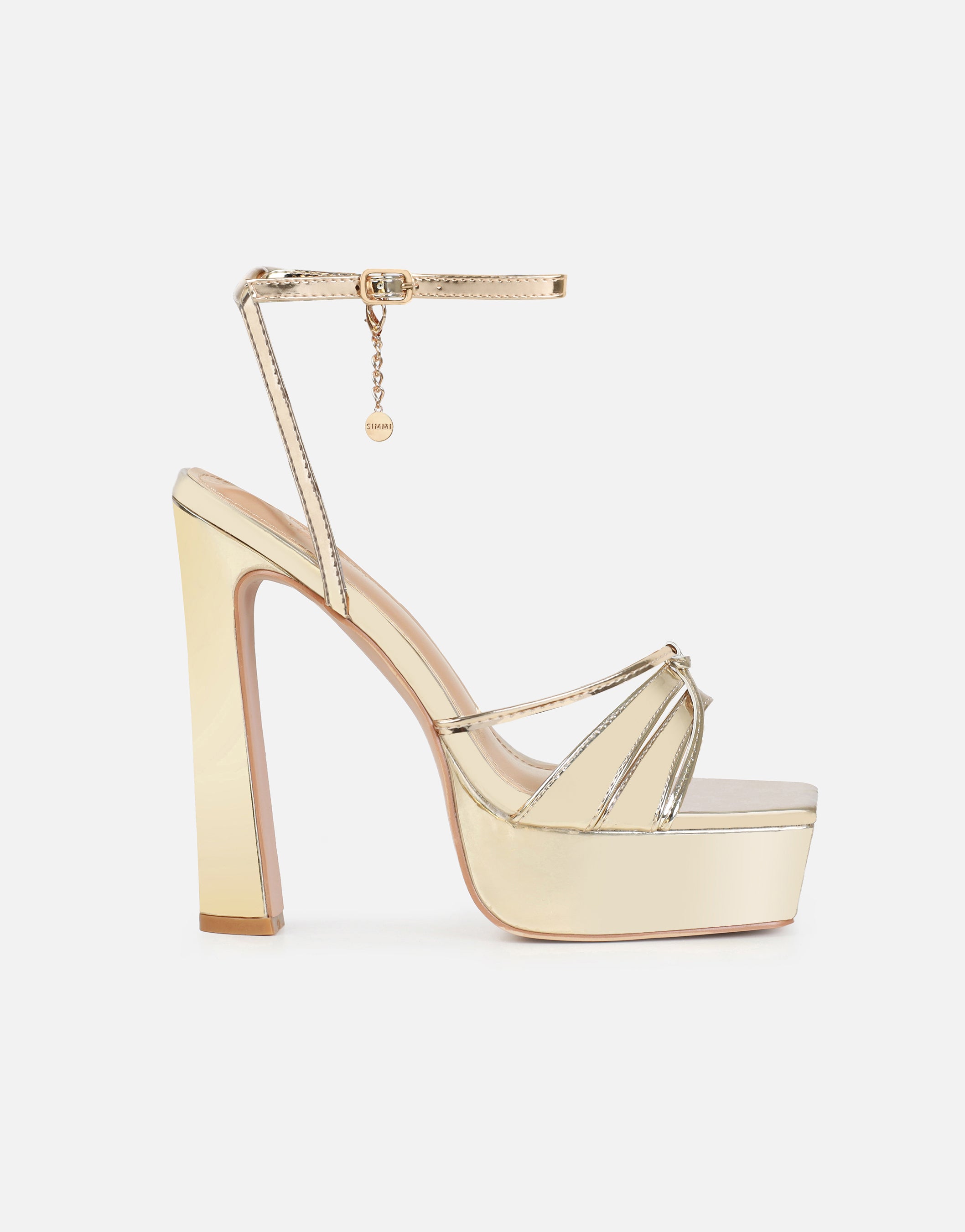 Cupcake Gold Patent Block Heels| SIMMI London