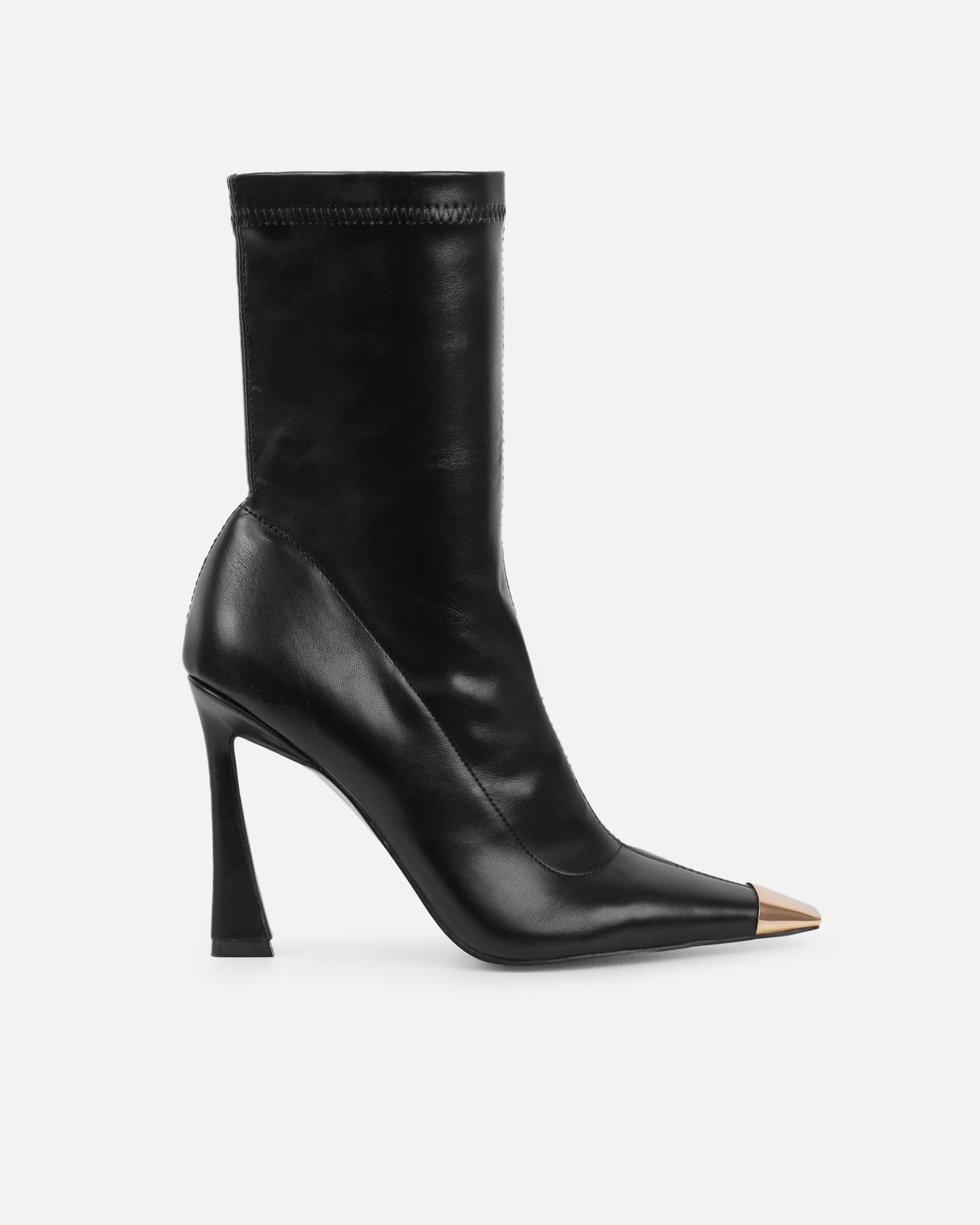 George Black High Heeled Sock Boots With Toe Cap | SIMMI London