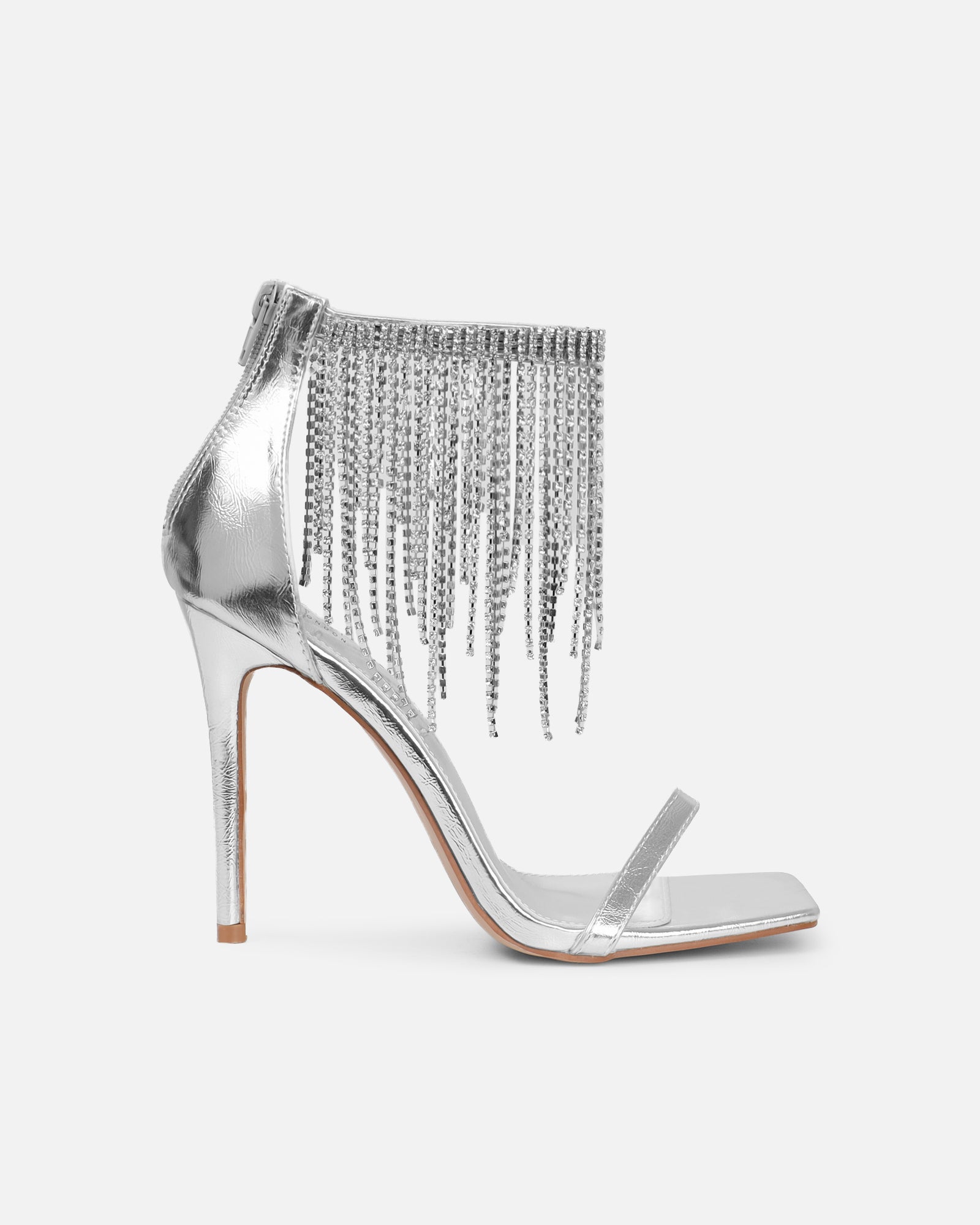 Pookie silver metallic diamante sandals | SIMMI London