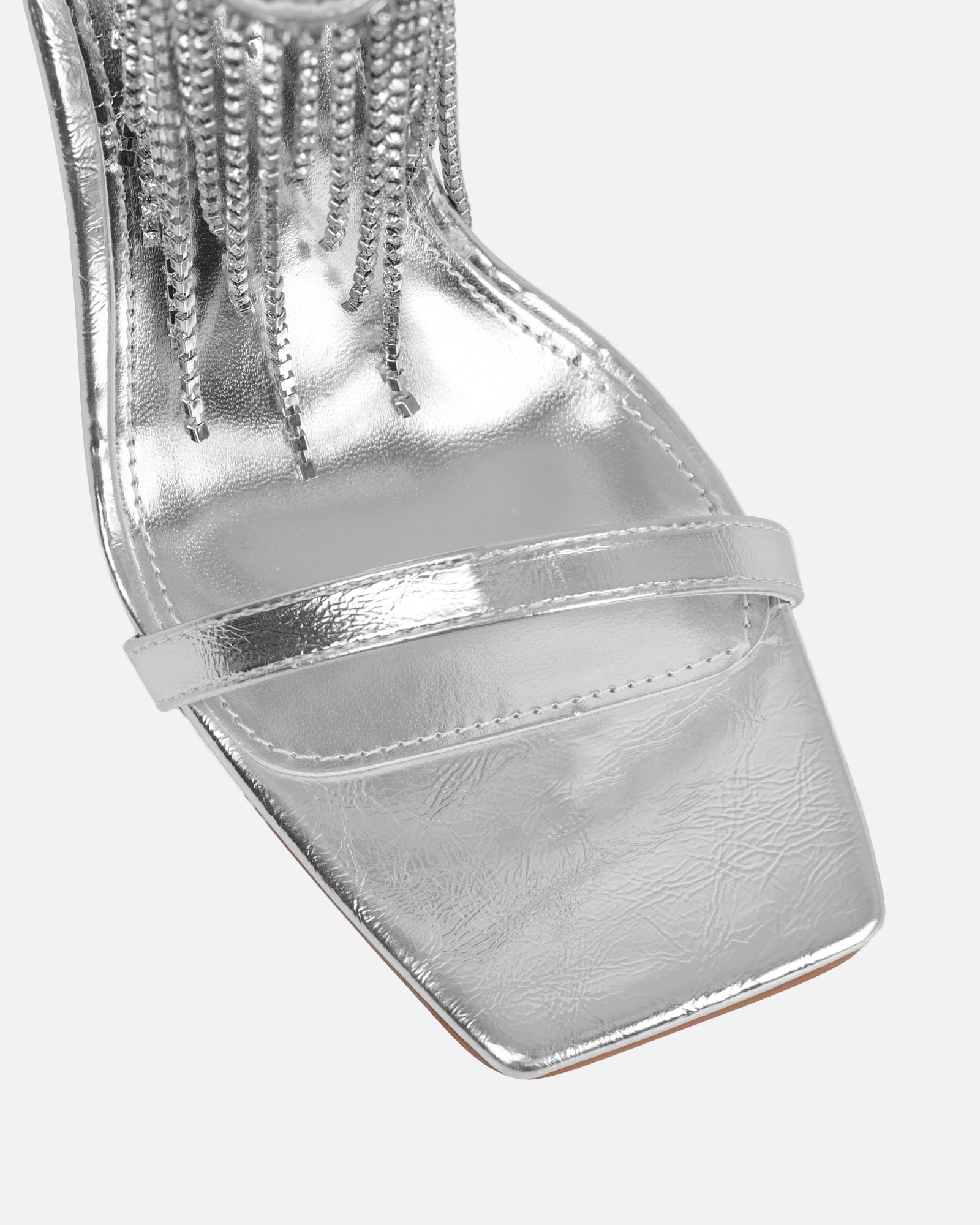 Pookie silver metallic diamante sandals | SIMMI London