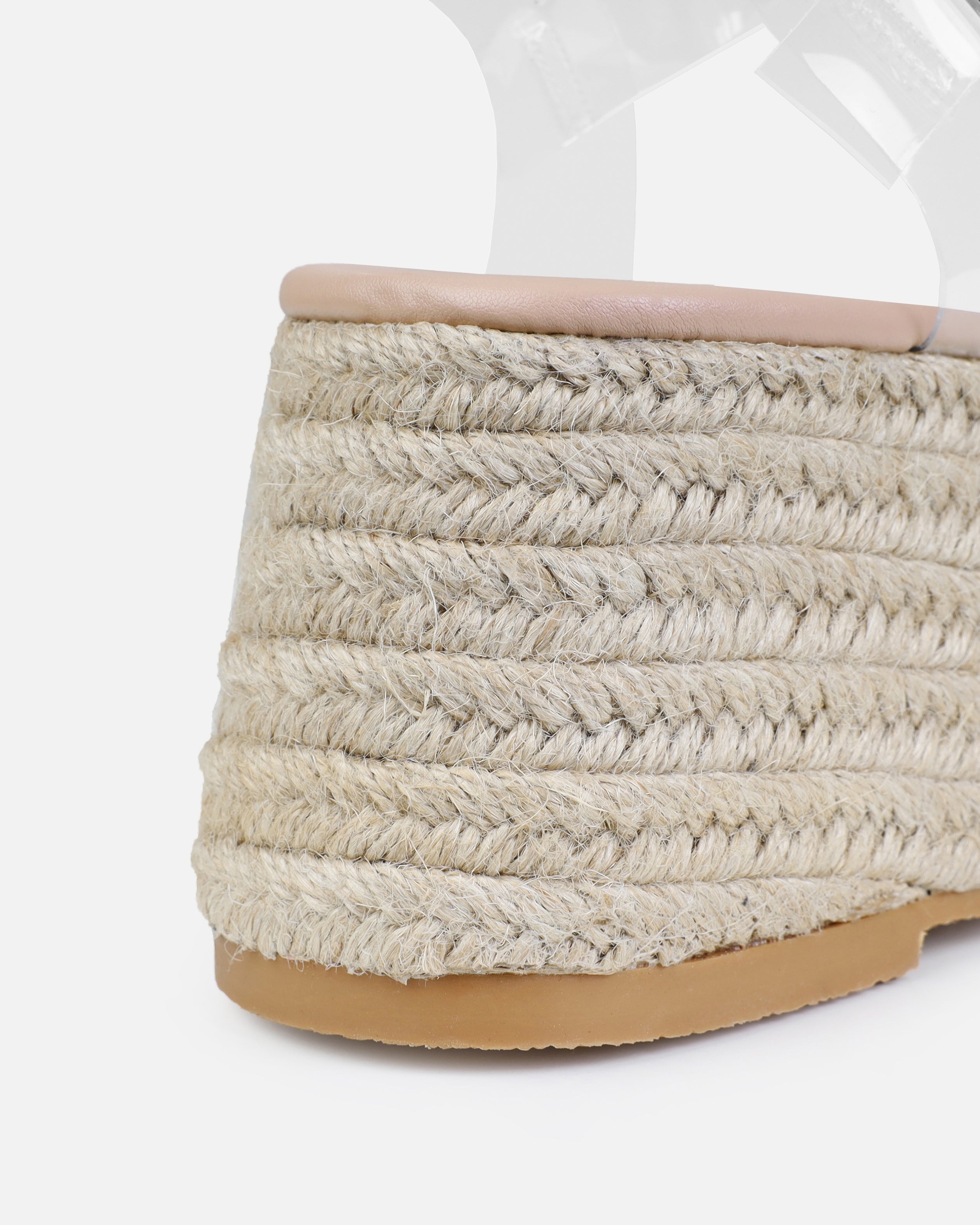Avalone Nude Clear Espadrille Wedges | SIMMI London