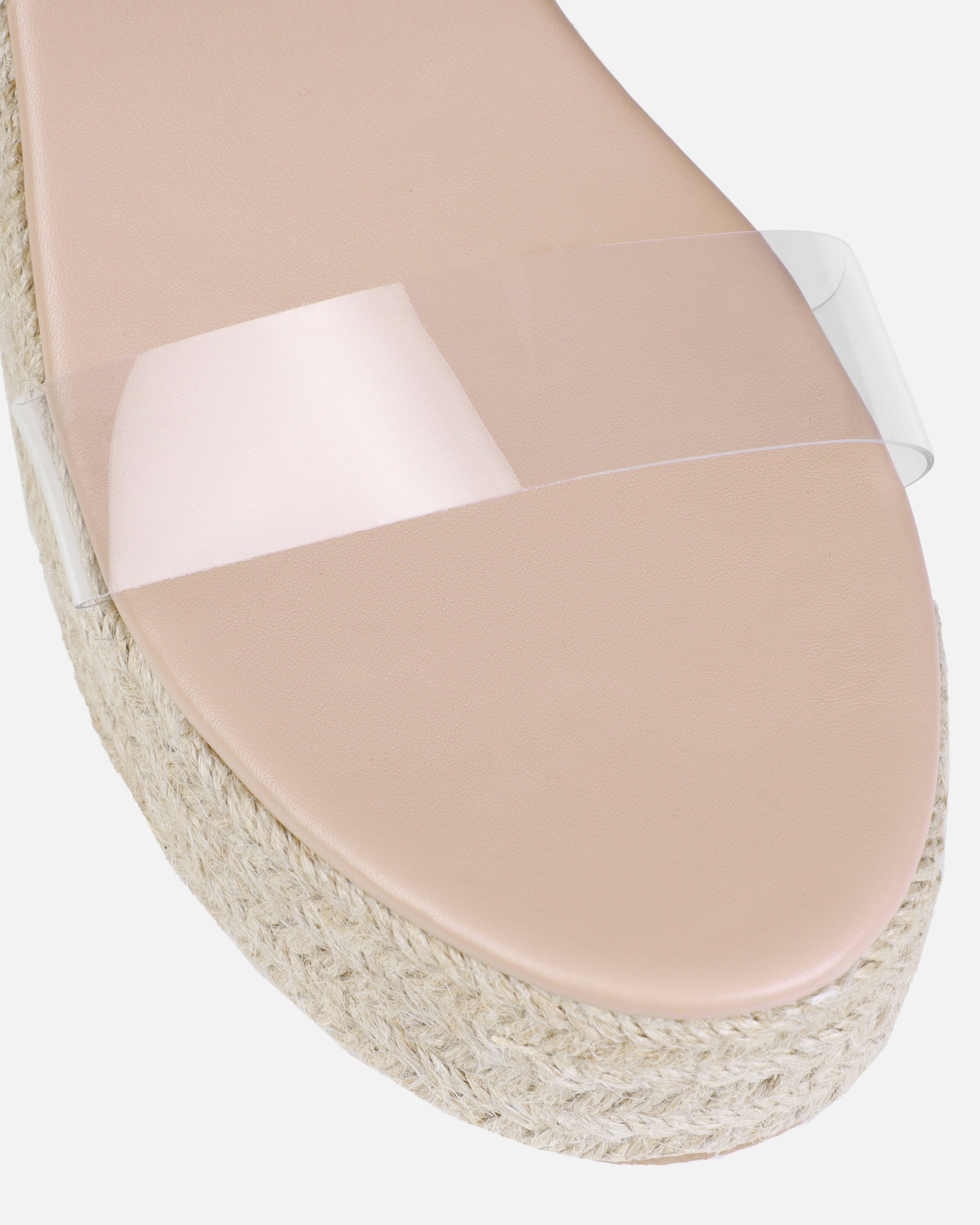Avalone Nude Clear Espadrille Wedges | SIMMI London
