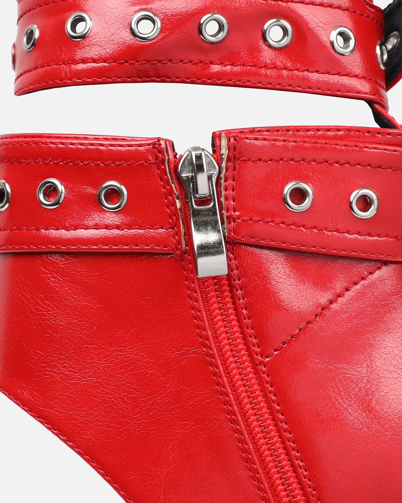 Goldie Red Cut Out Buckle detail Heeled Sandals | SIMMI London