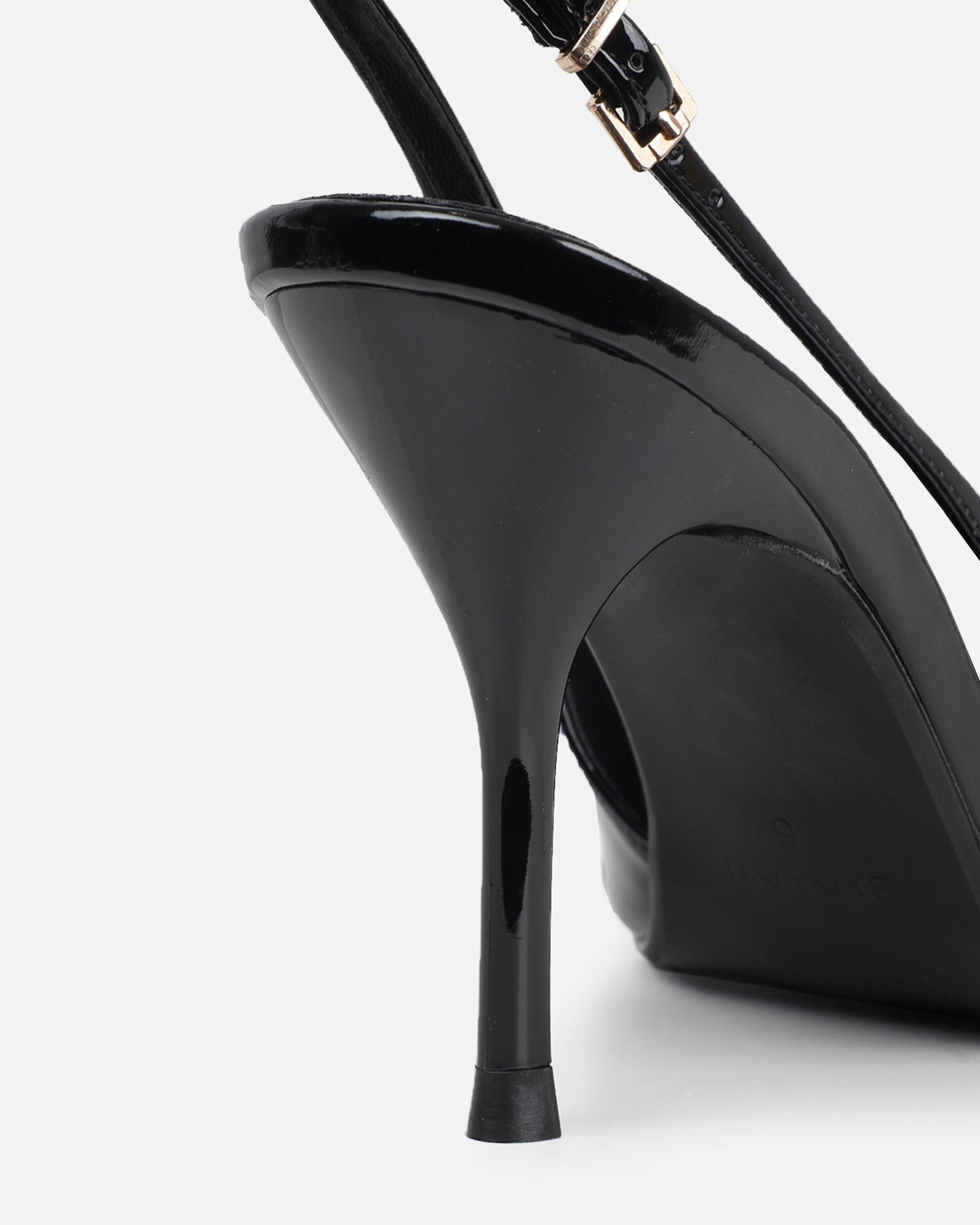 Marika black patent buckle detail slingback courts | SIMMI London