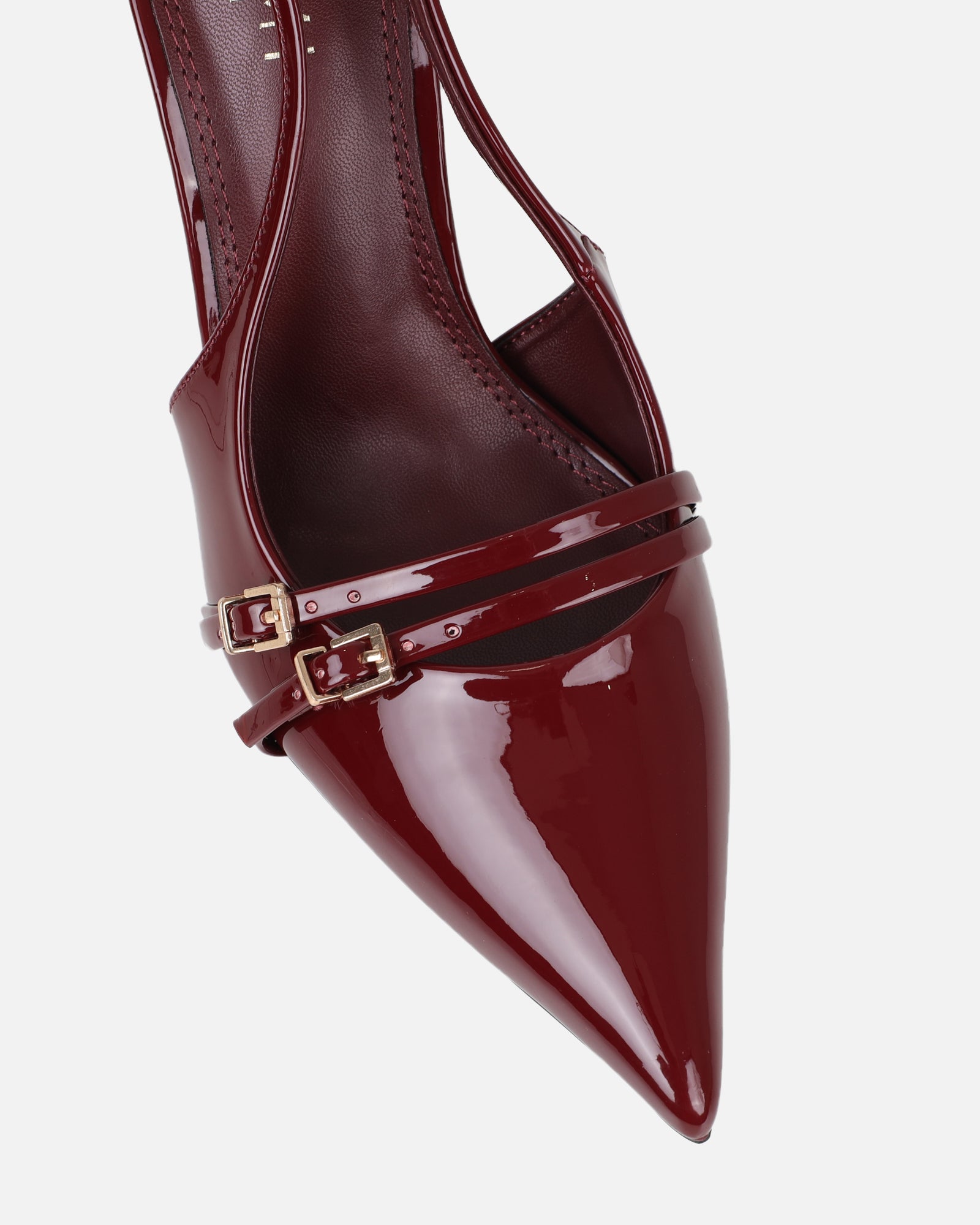 Marika dark red patent buckle detail slingback courts | SIMMI London