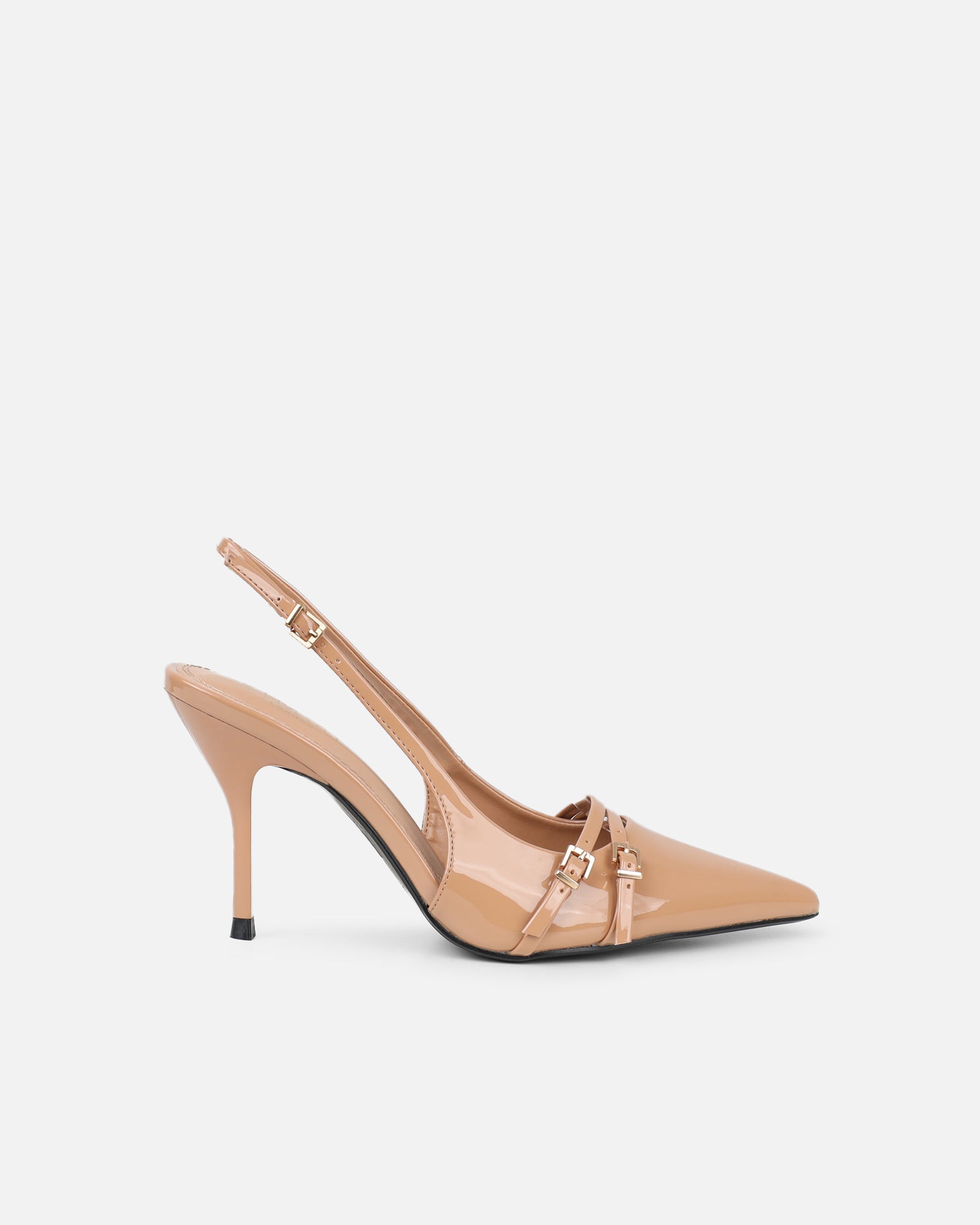 Marika nude patent buckle detail slingback courts | SIMMI London