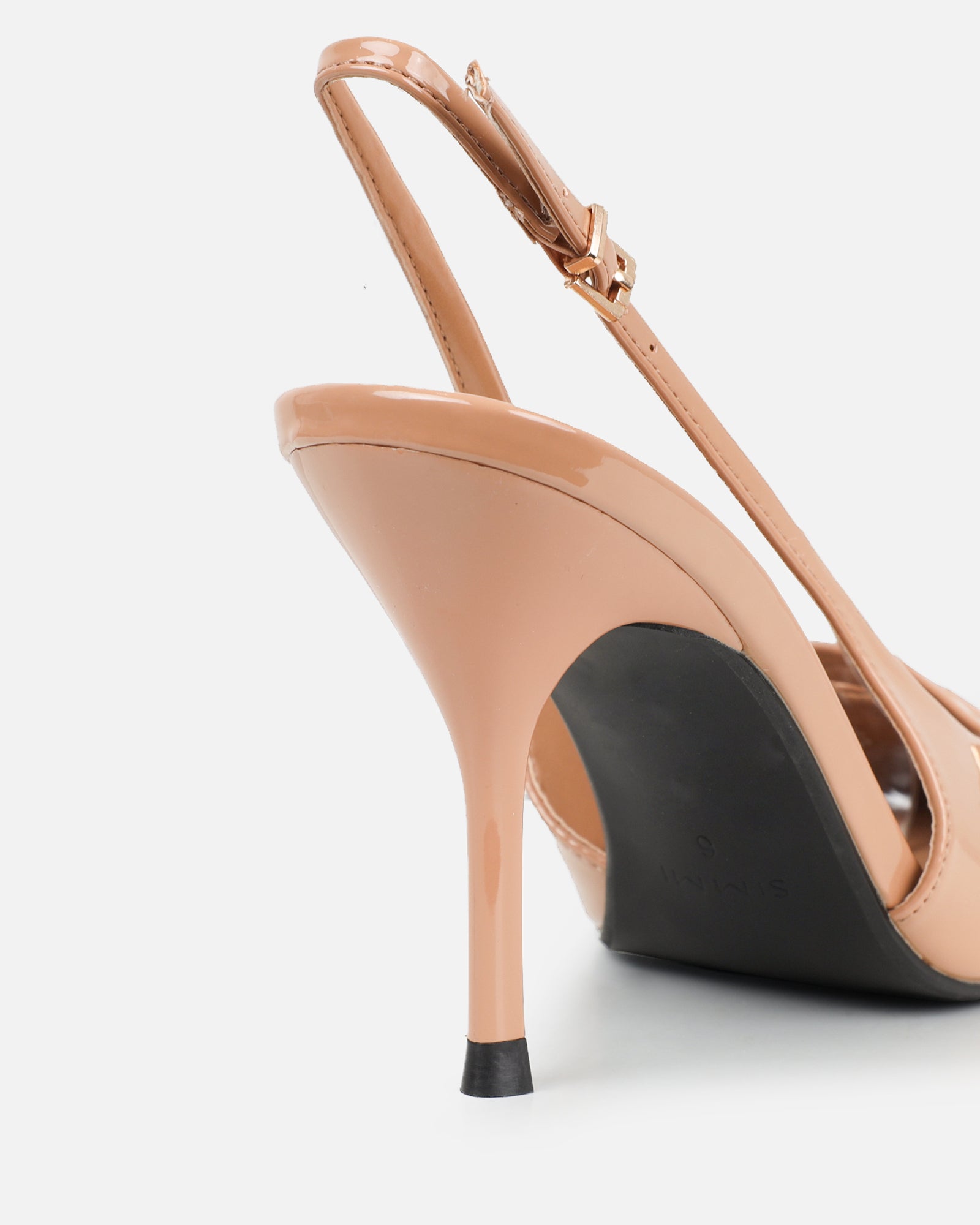 Marika nude patent buckle detail slingback courts | SIMMI London