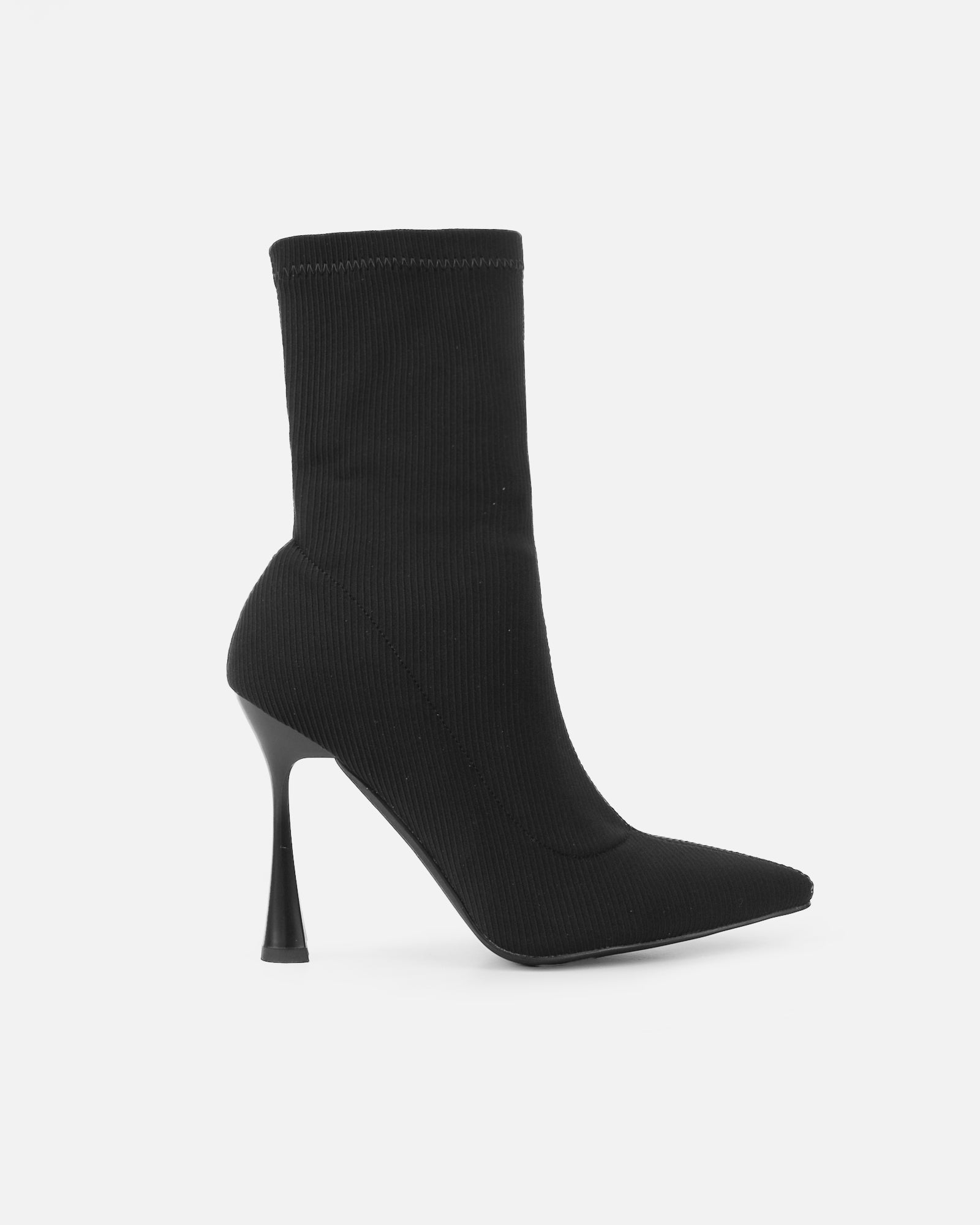 Griffin Black Ribbed Lycra Sock Boots | SIMMI London