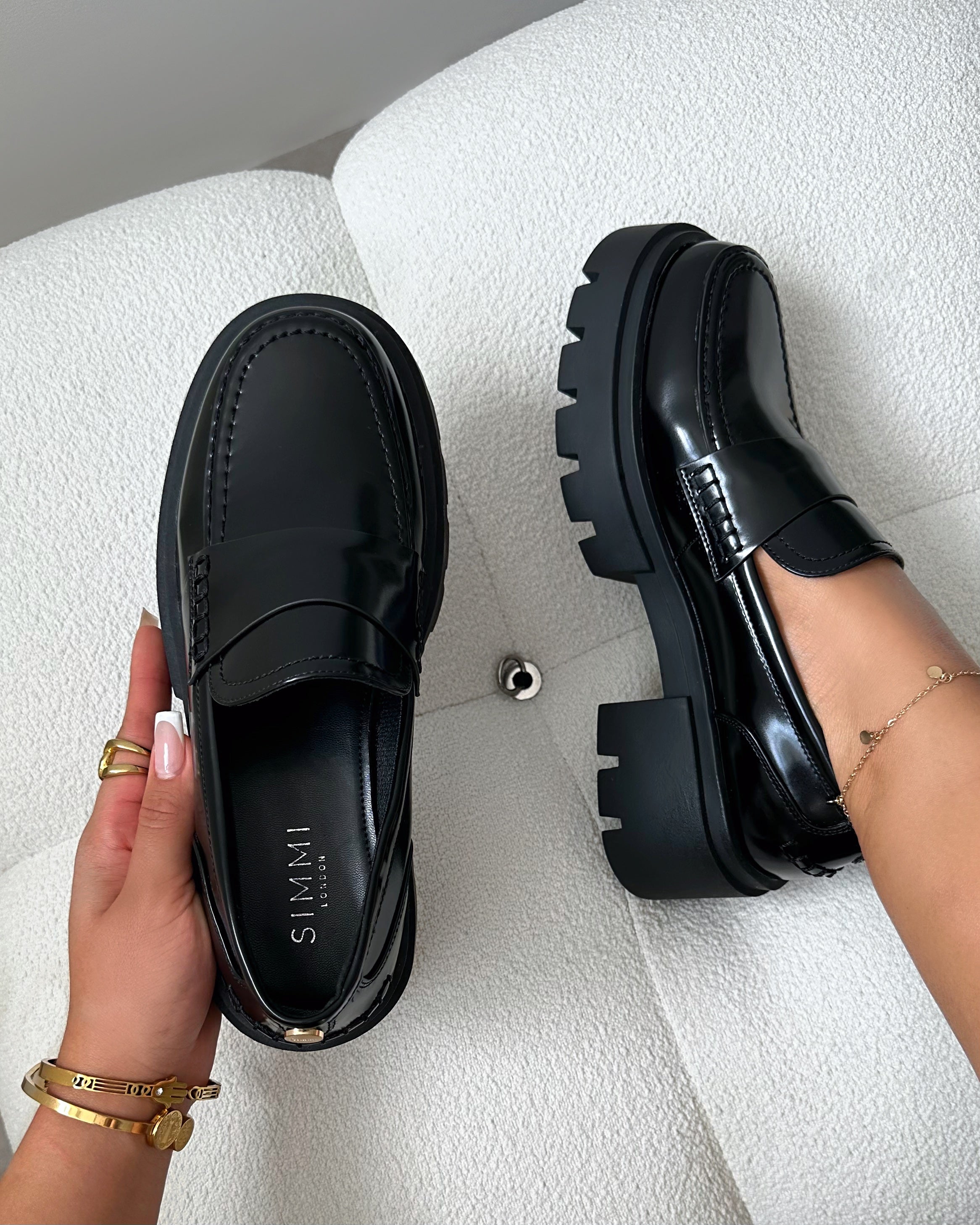 Kane Black Chunky Loafers | SIMMI London