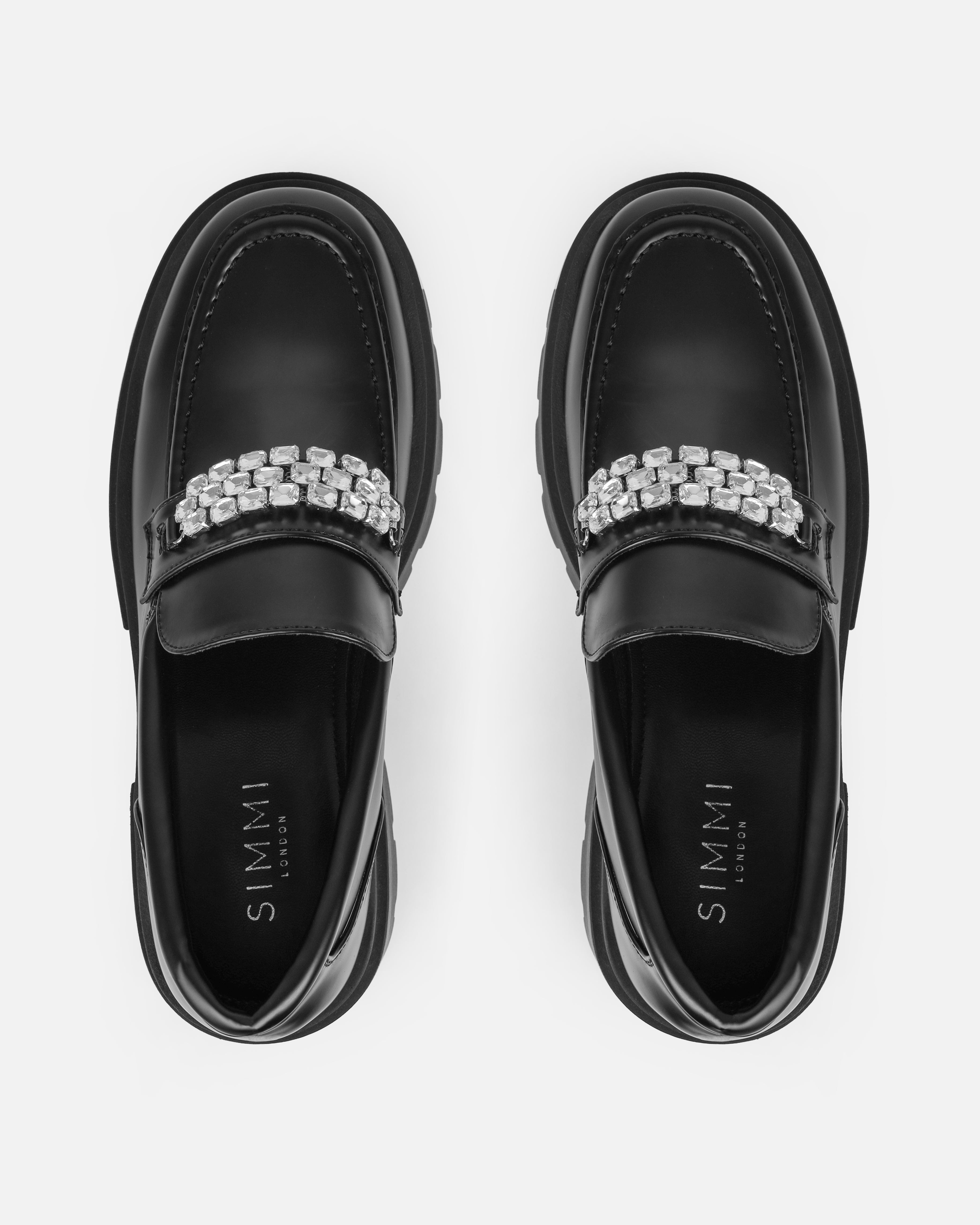 Kanye Black Diamante Chunky Loafers | SIMMI London