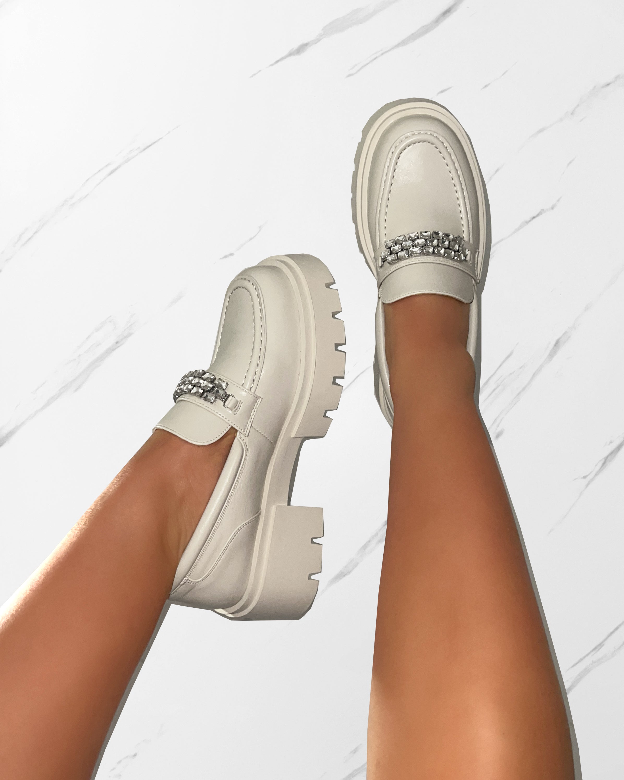 Kanye Stone Diamante Chunky Loafers | SIMMI London