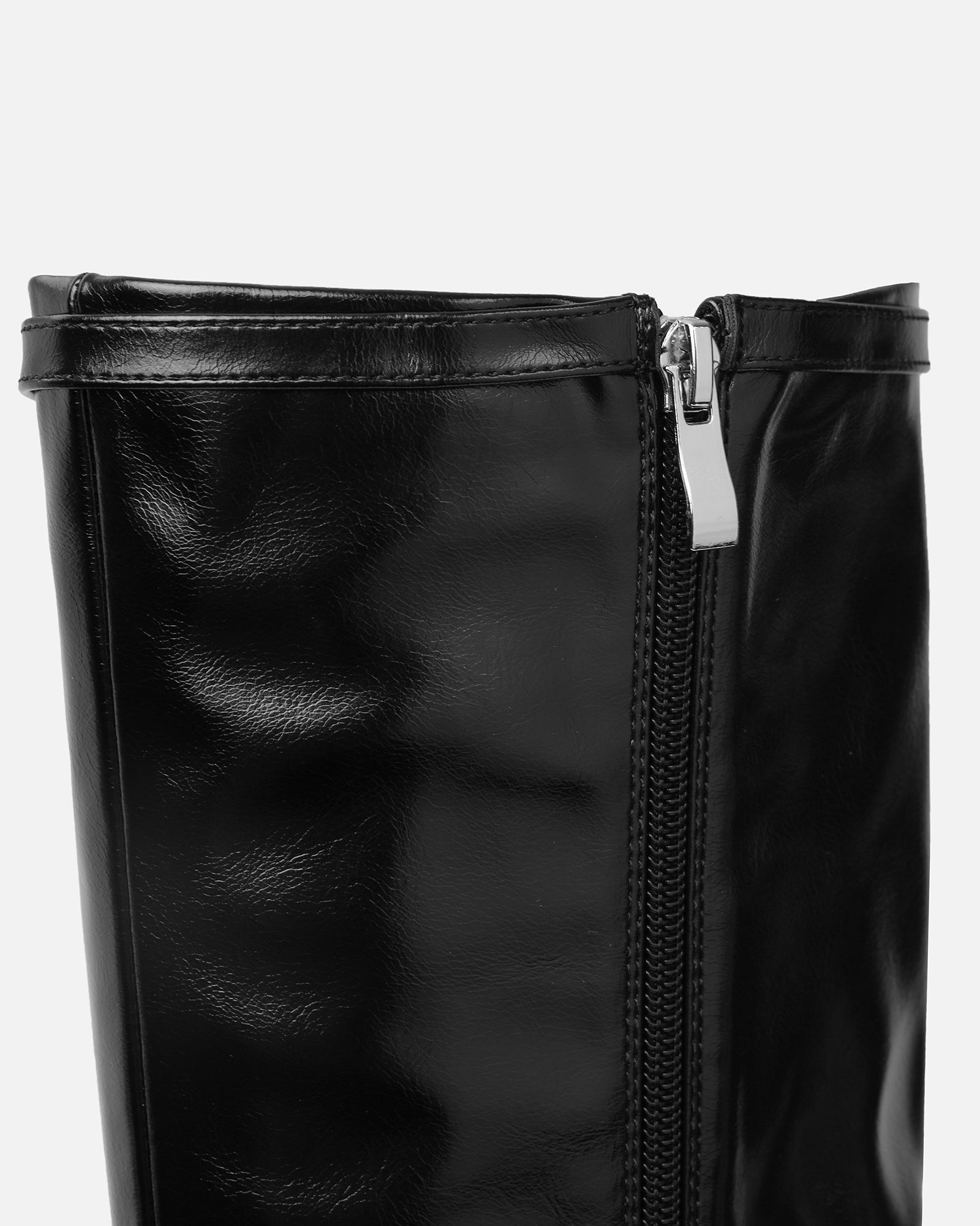 Hade Black Buckle Detail Heeled Knee Boots | SIMMI London