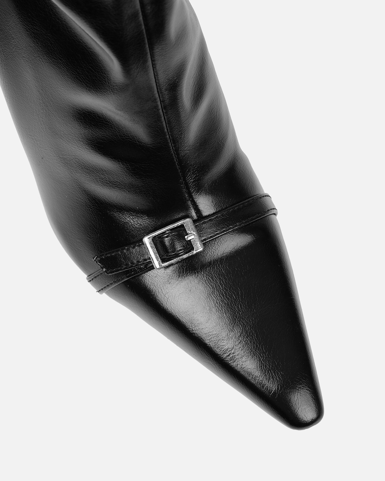 Liam Black Buckle Detail Smart Heeled Ankle Boots | SIMMI London