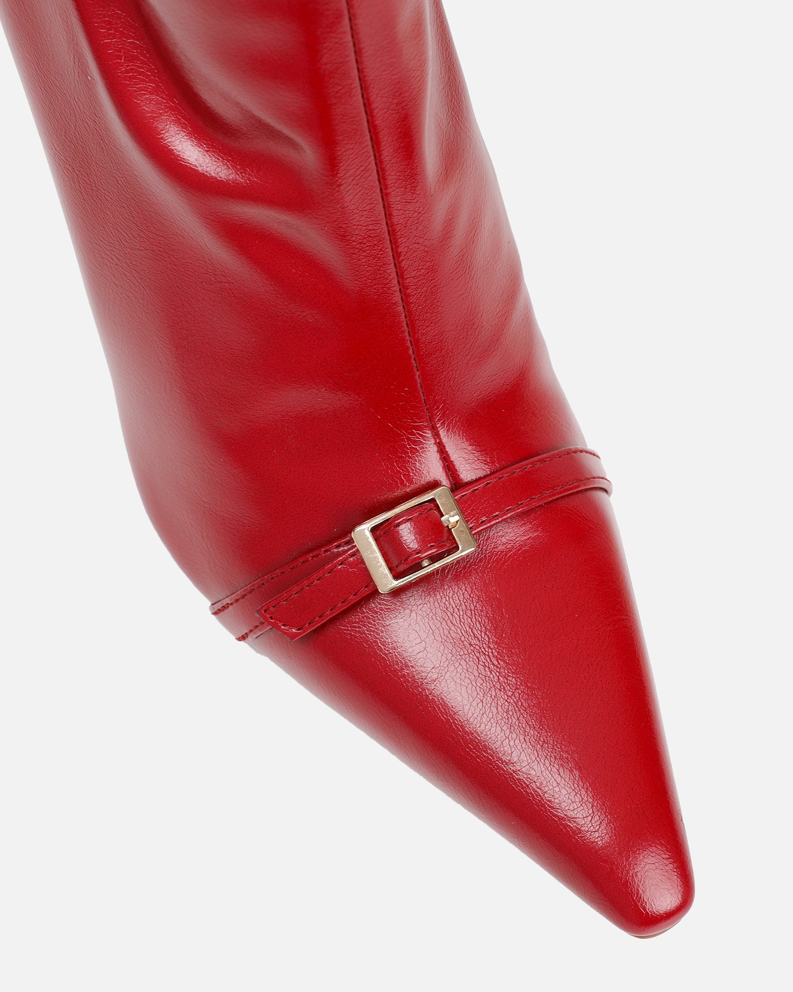 Liam Red Buckle Detail Smart Heeled Ankle Boots | SIMMI London