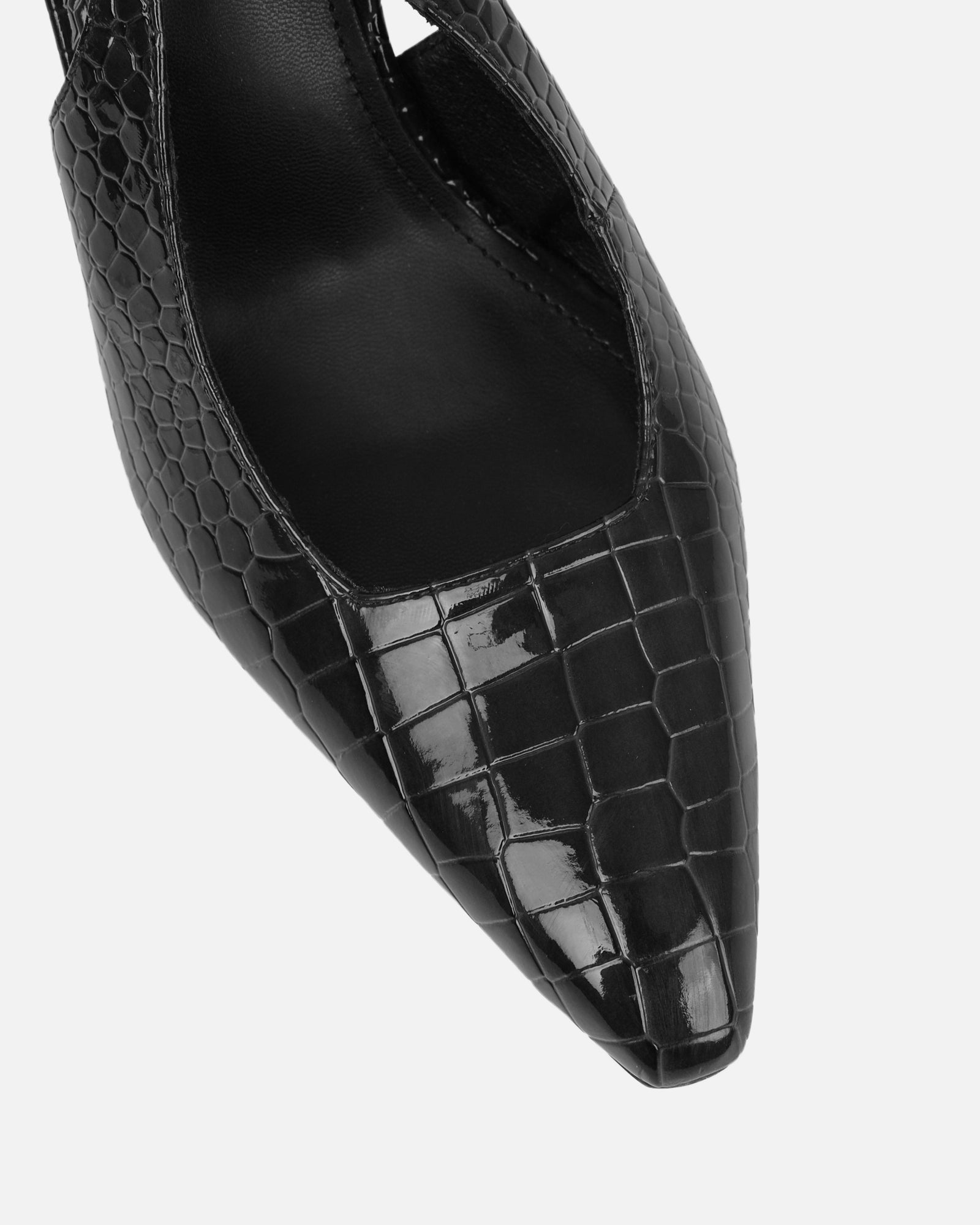 Indira Black Croc Effect Slingback Court Shoes | SIMMI London