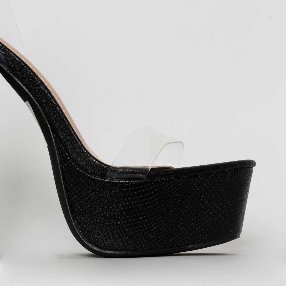 Halo Clear Black Snake Platform Heels
