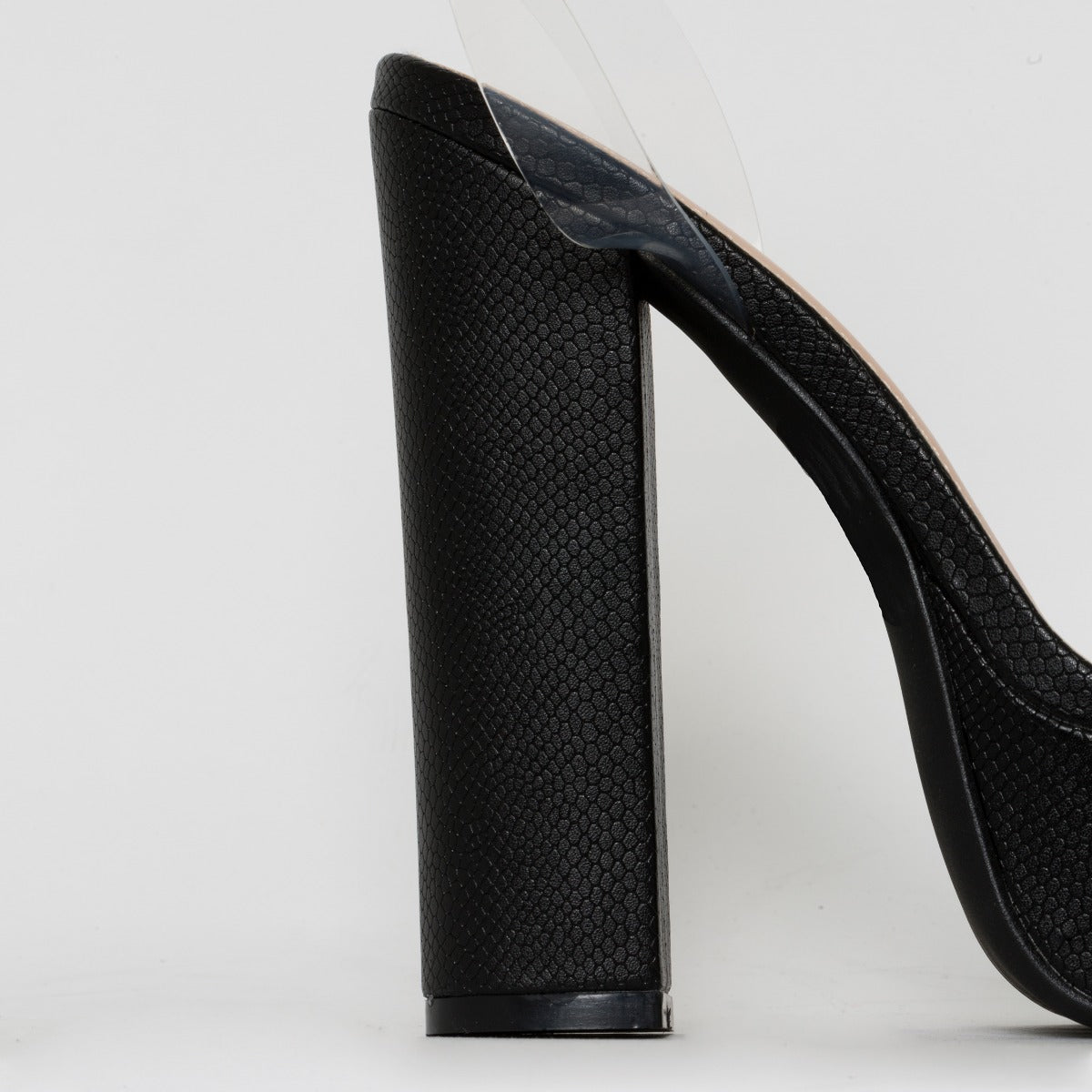 Halo Clear Black Snake Platform Heels
