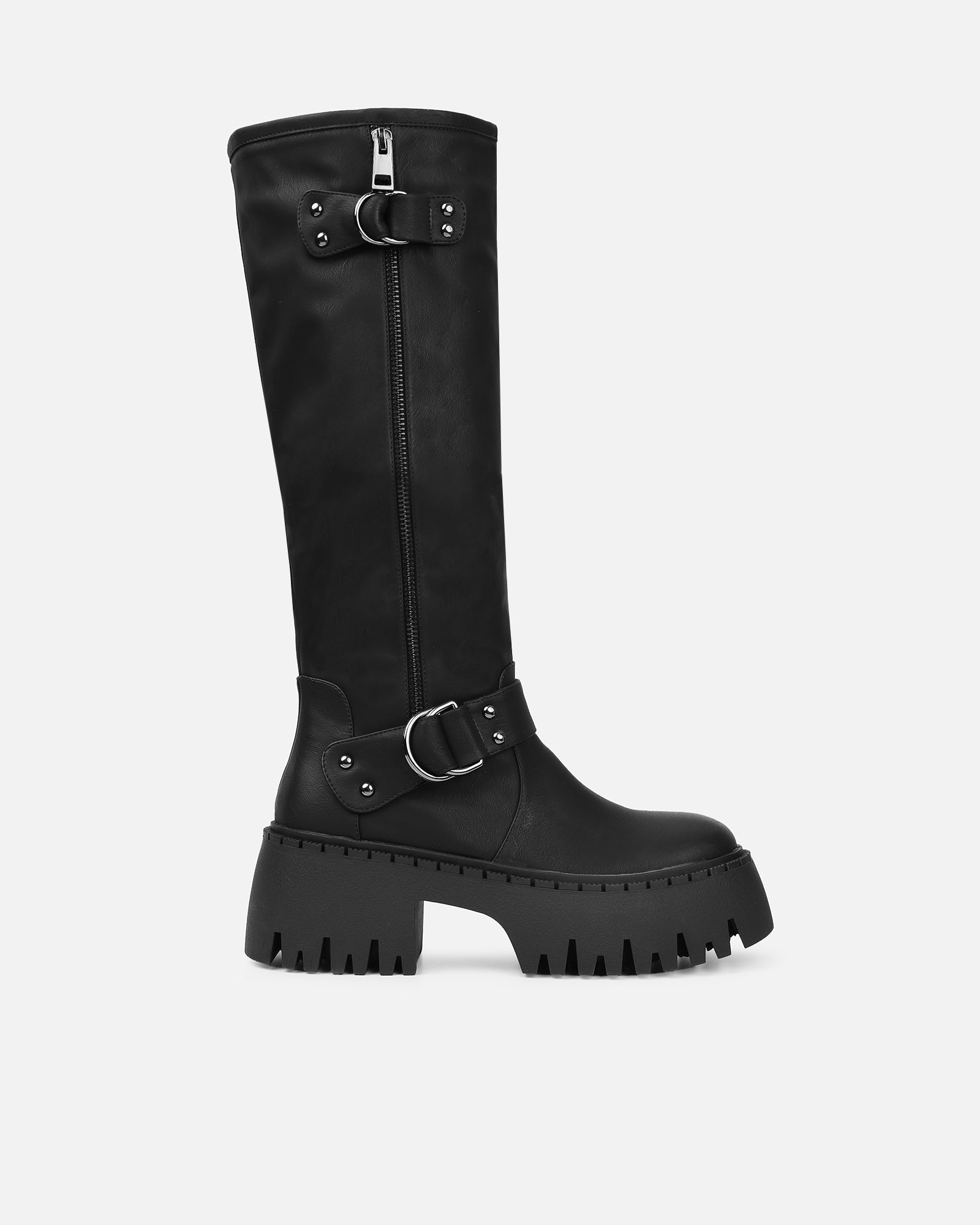 Hamid black chunky biker boots | SIMMI London