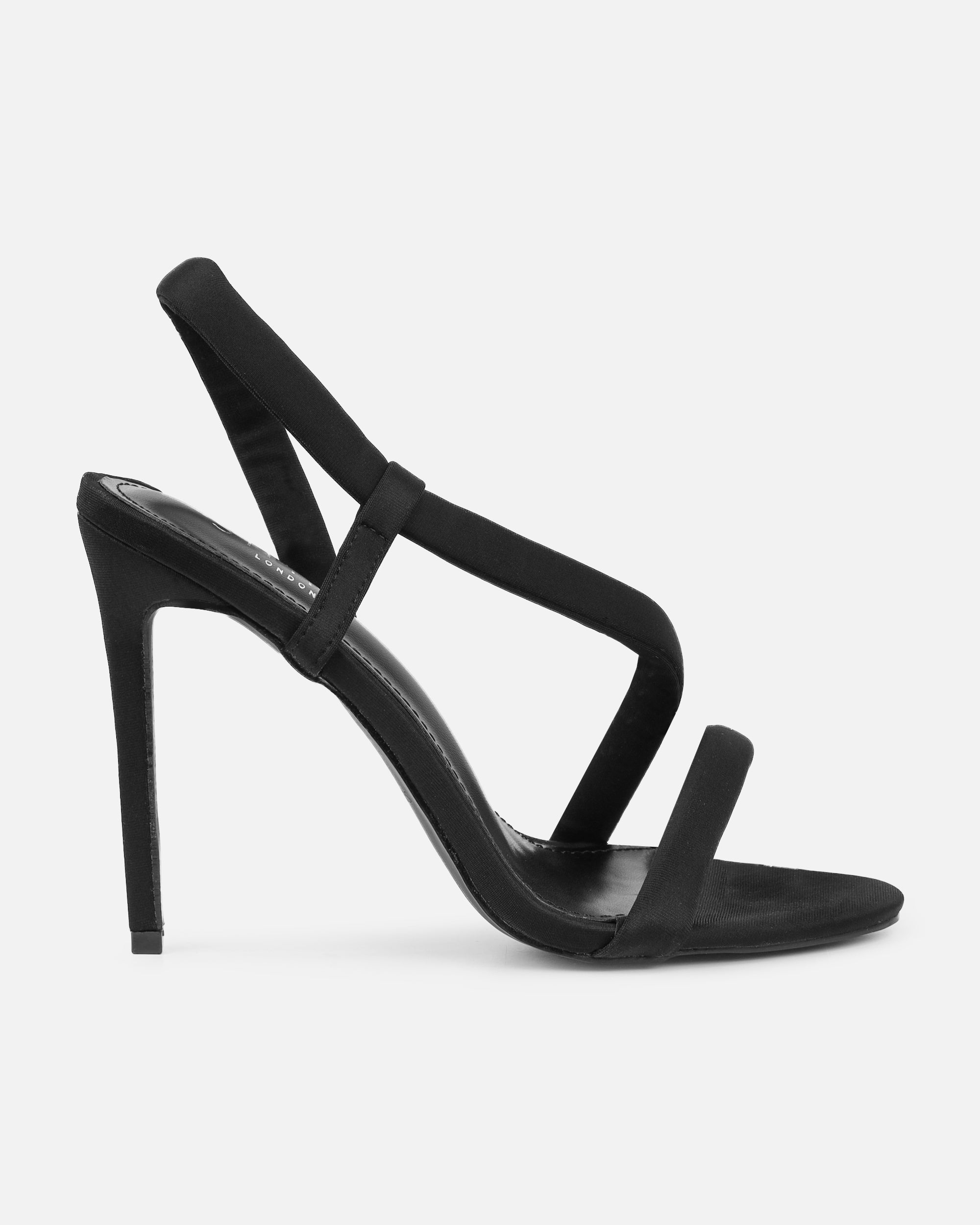 Harli Black Lycra Padded Heeled Sandals | SIMMI London
