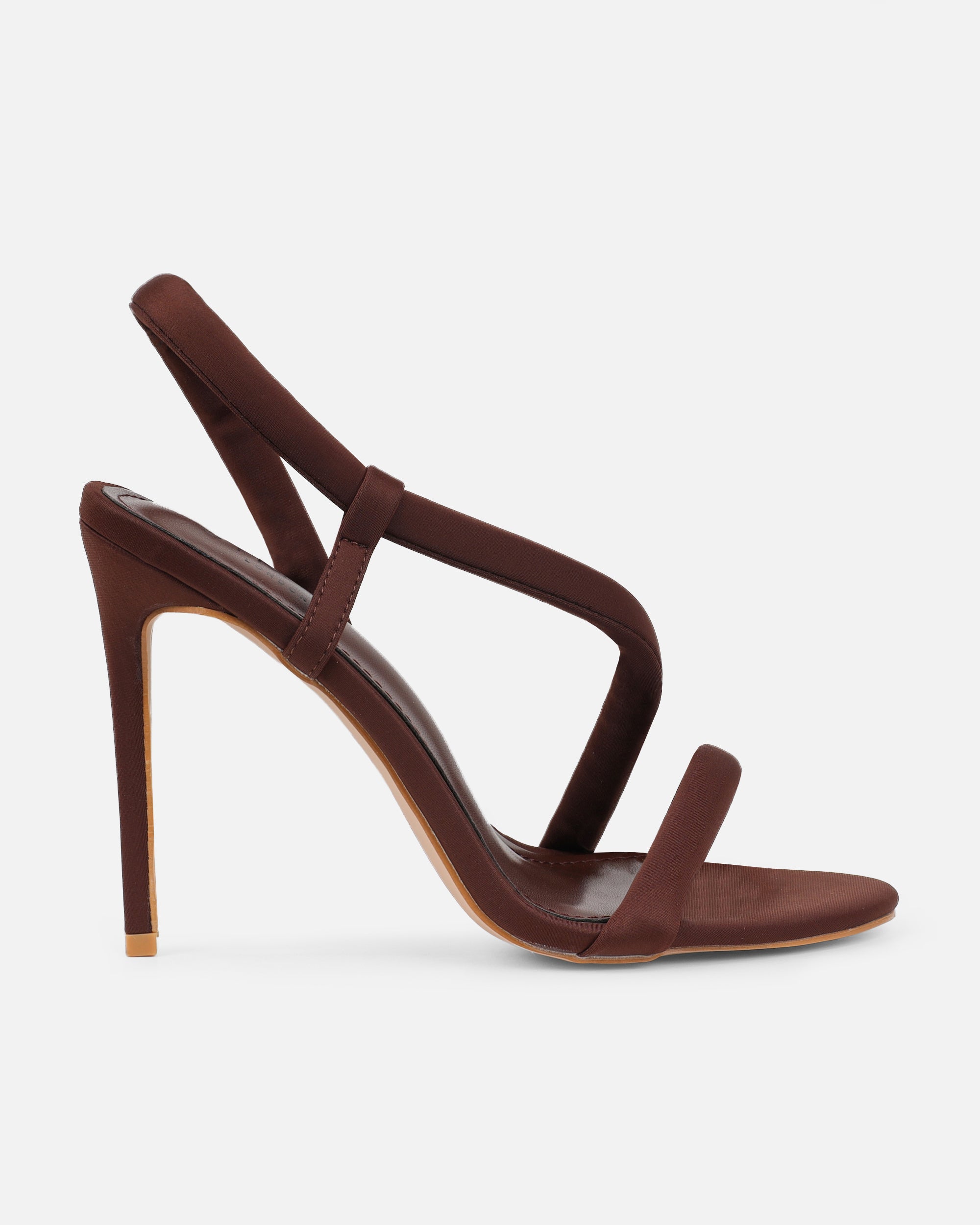 Harli Brown Lycra Padded Heeled Sandals | SIMMI London