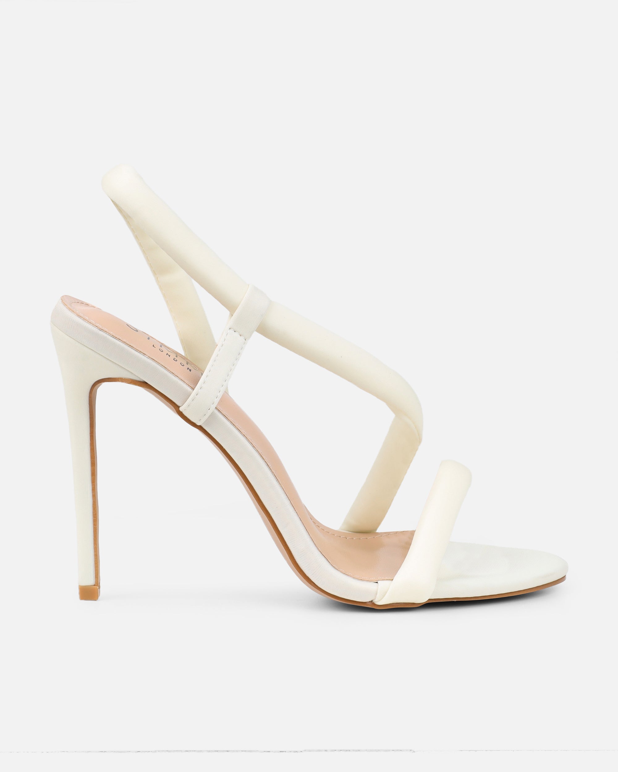Harli Ecru Lycra Padded Heeled Sandals | SIMMI London