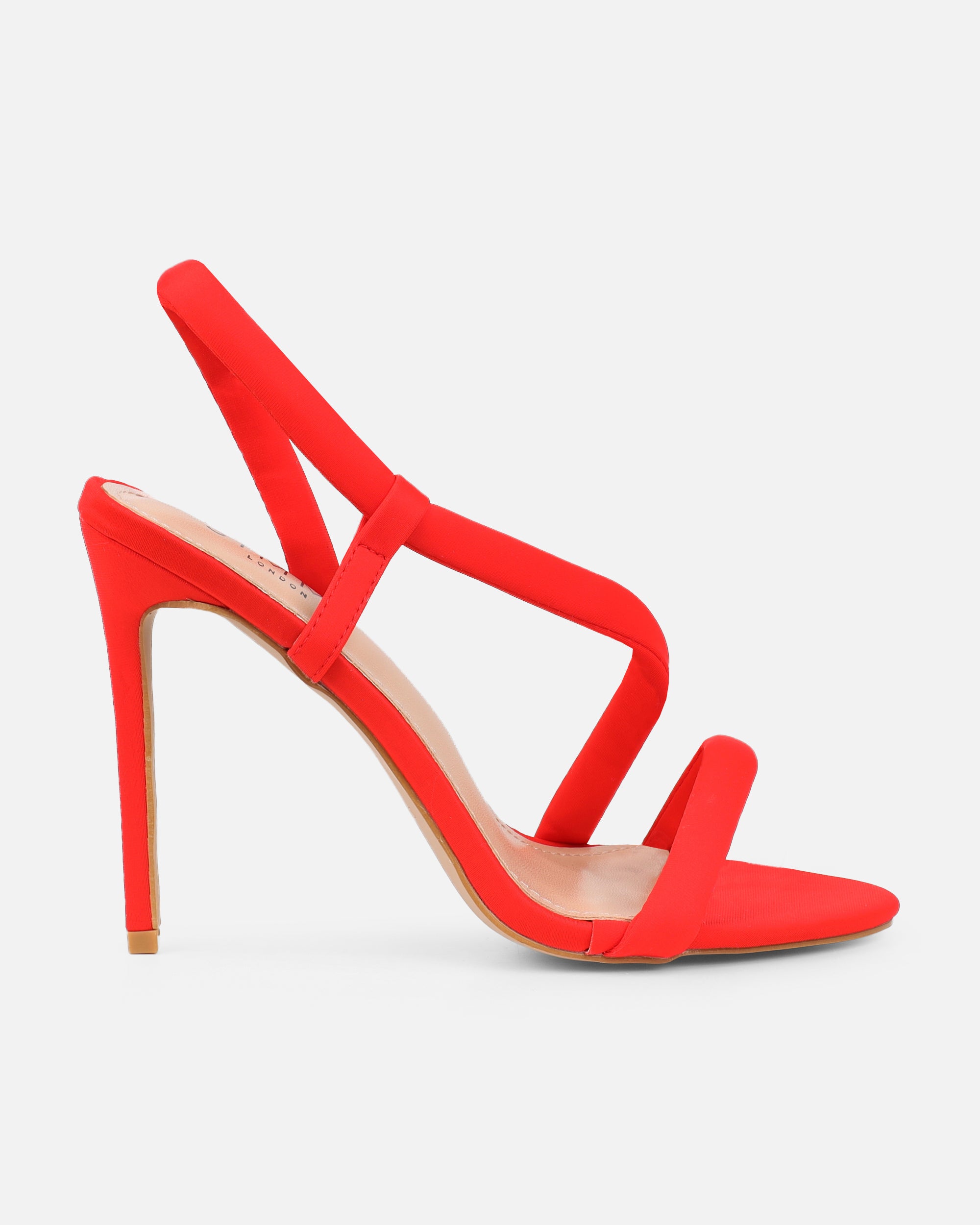 Harli Red Lycra Padded Heeled Sandals | SIMMI London
