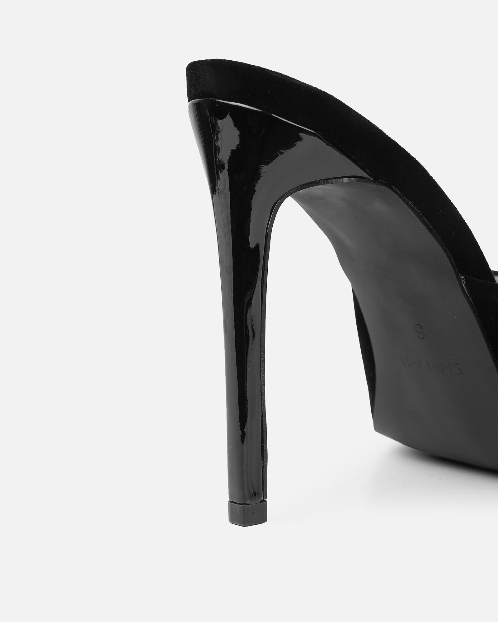 Halima Black Suede Bow Detail Heeled Mules | SIMMI London