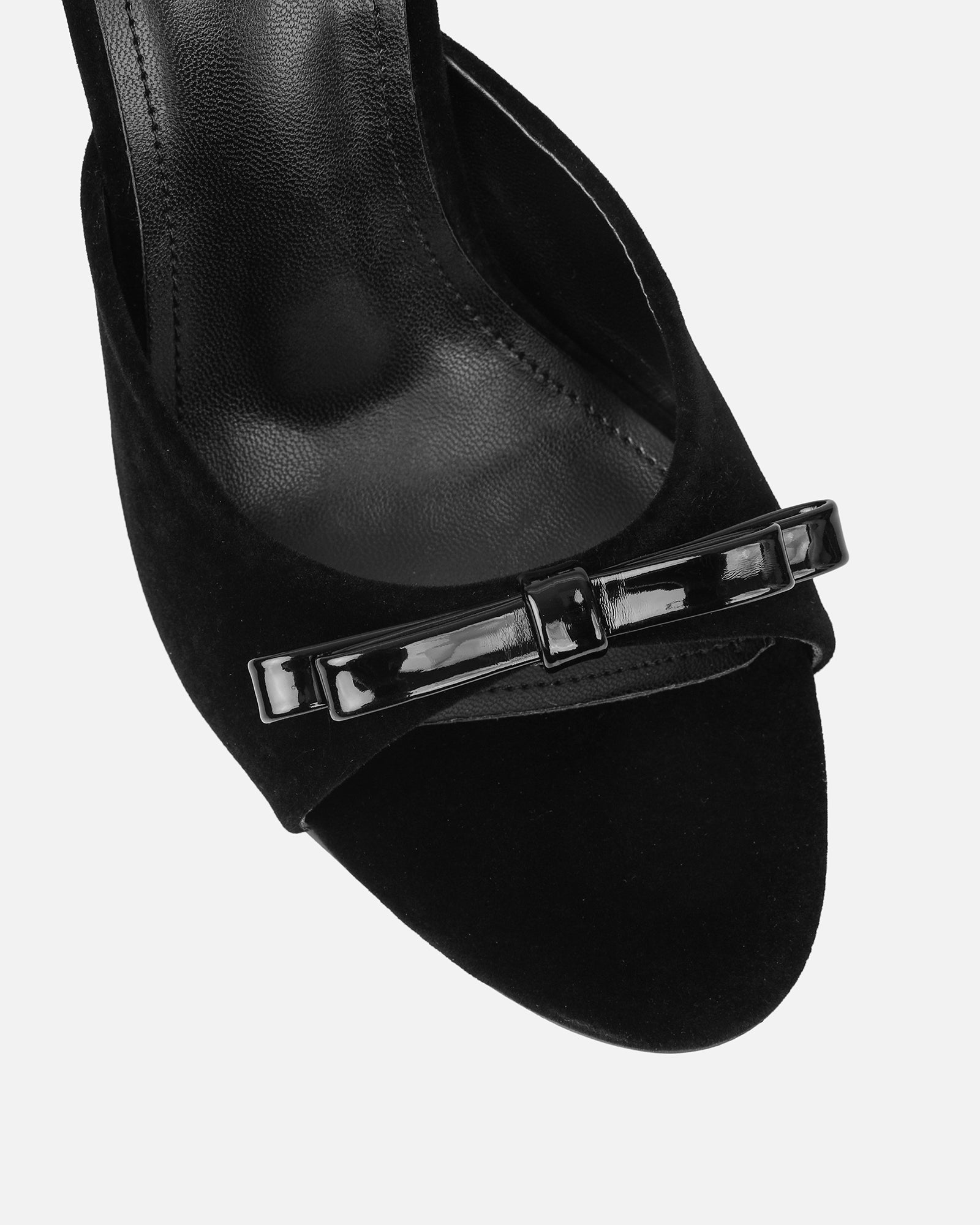 Halima Black Suede Bow Detail Heeled Mules | SIMMI London