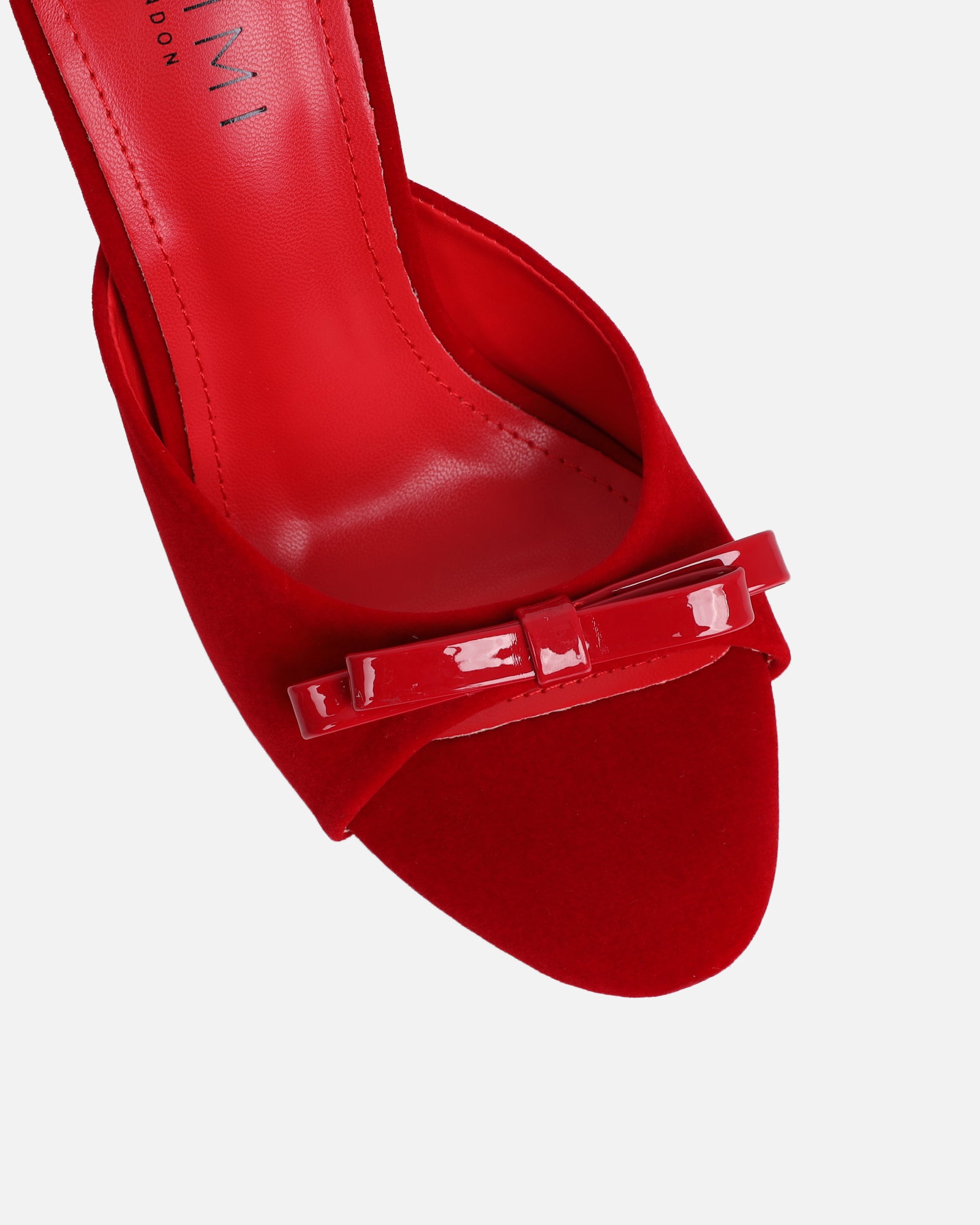 Halima Dark Red Suede Bow Detail Heeled Mules | SIMMI London