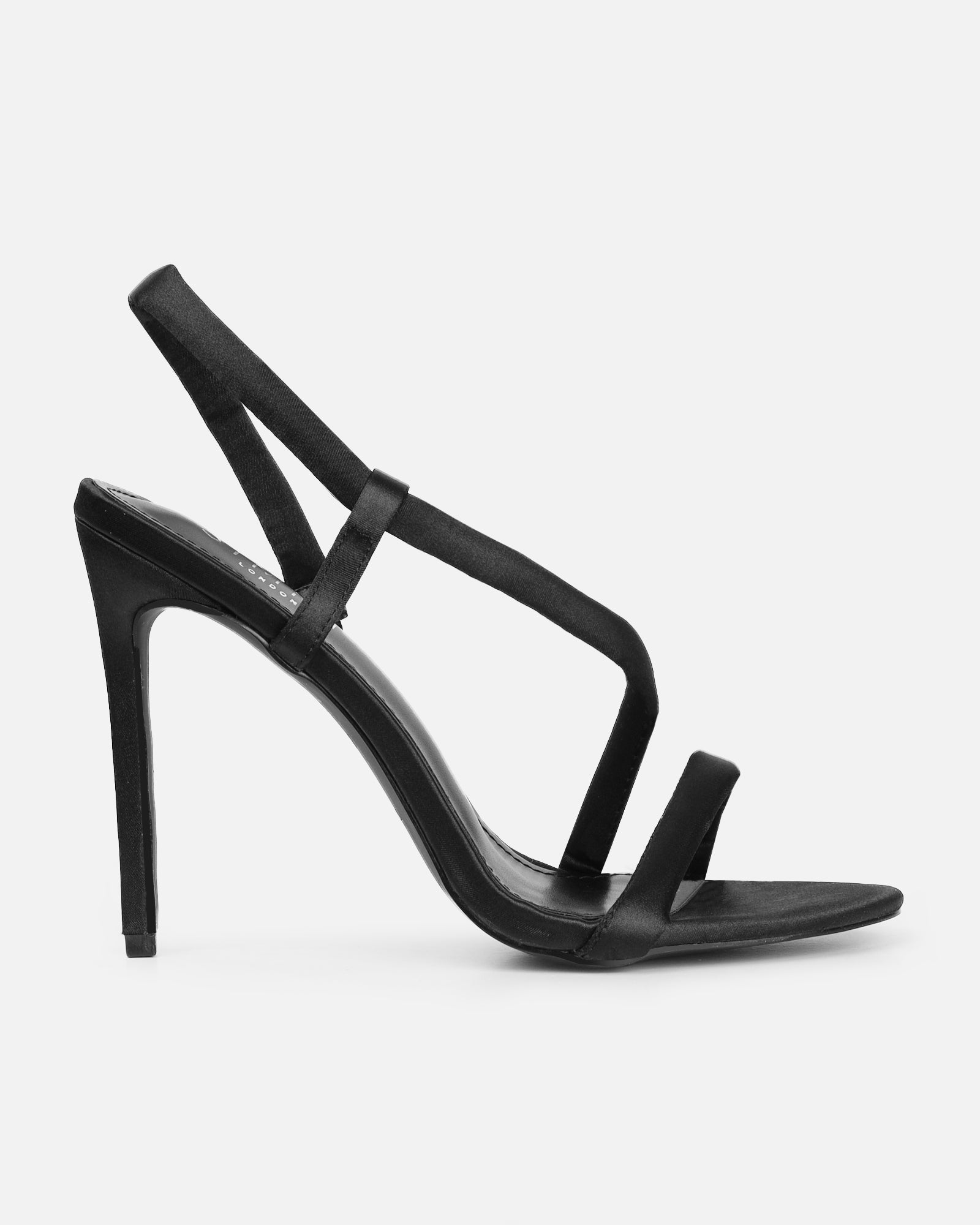 Harlyn Black Satin Padded Heeled Sandals | SIMMI London
