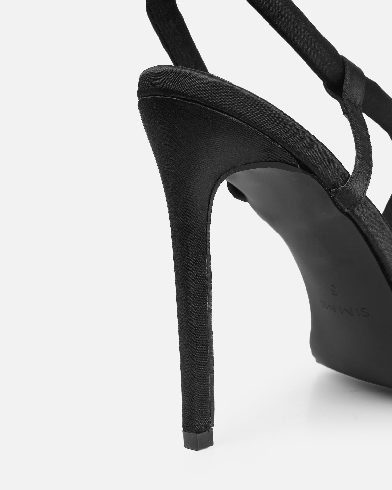 Harlyn Black Satin Padded Heeled Sandals | SIMMI London