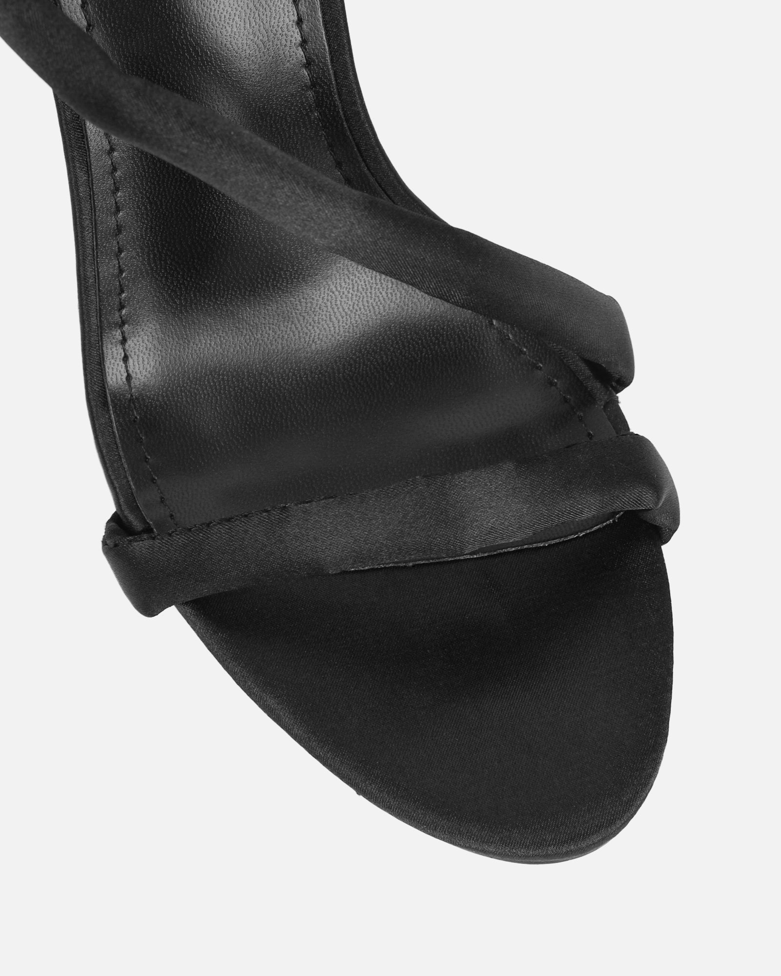Harlyn Black Satin Padded Heeled Sandals | SIMMI London