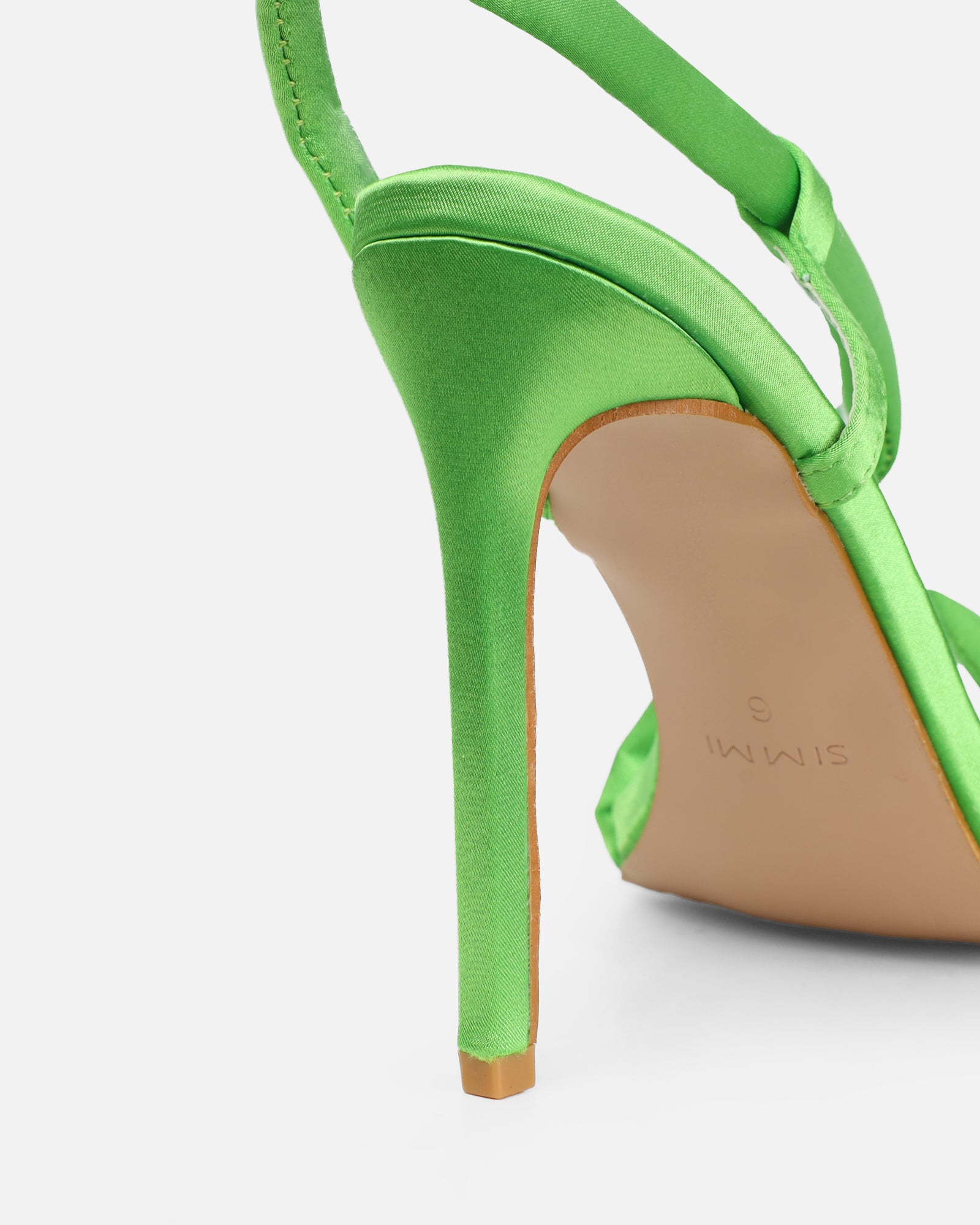 Harlyn Green Satin Padded Heeled Sandals | SIMMI London